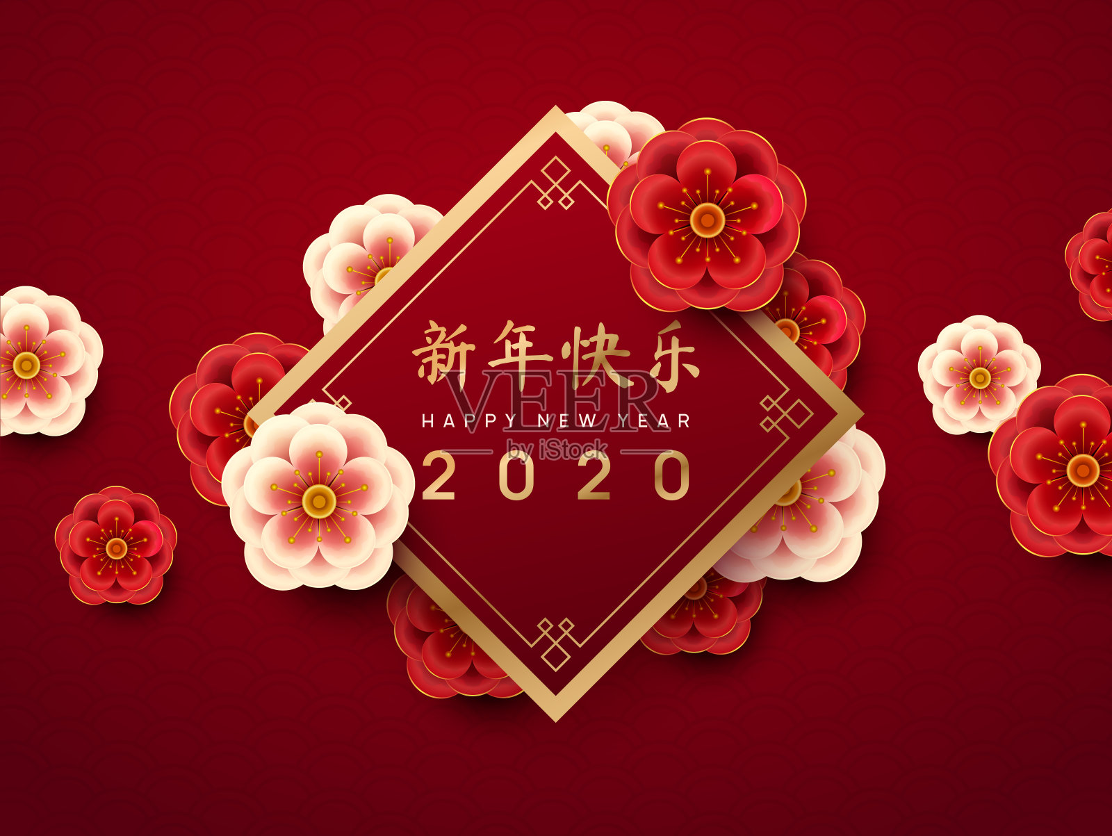 2020年春节快乐矢量背景设计模板素材