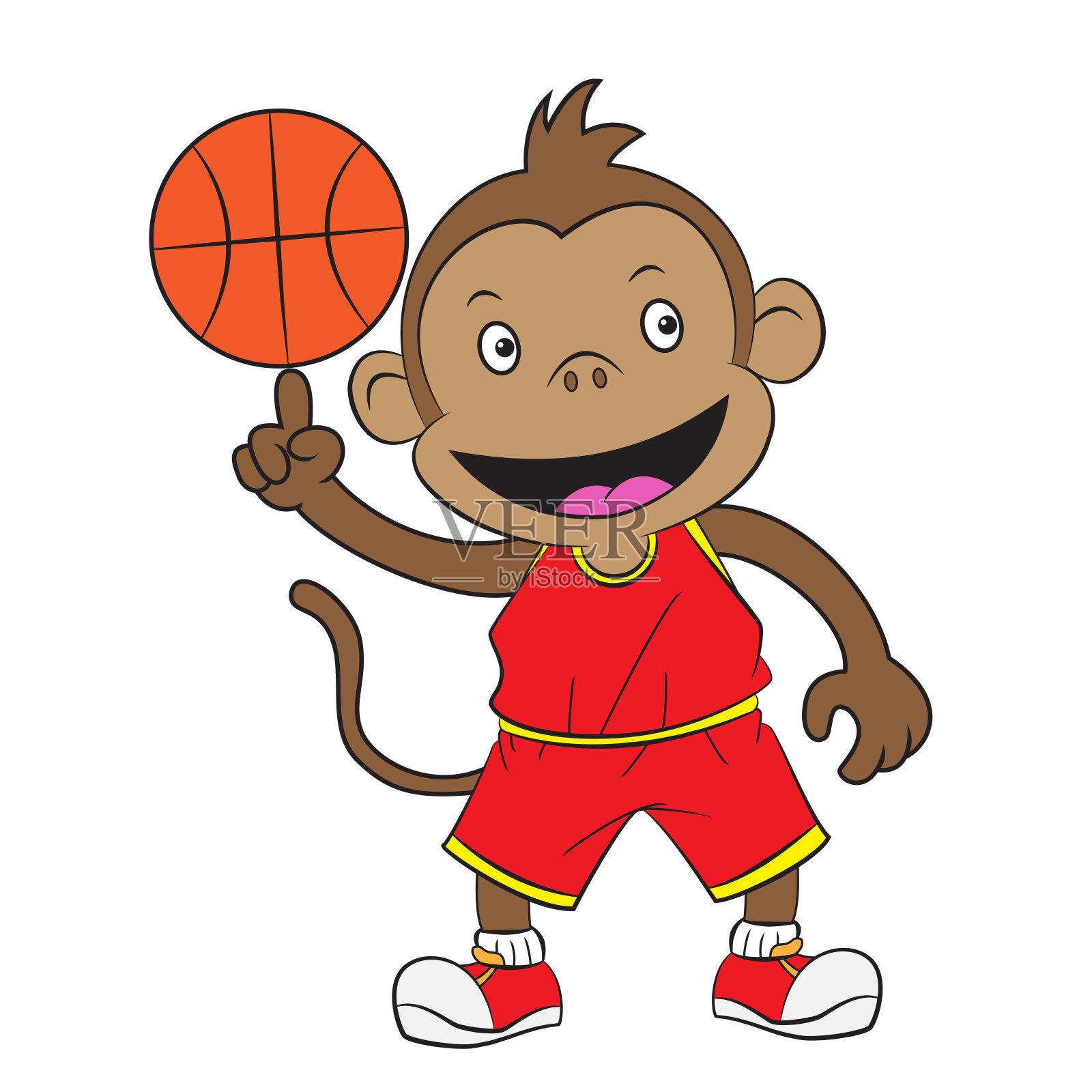 卡通猴子打篮球插画图片素材