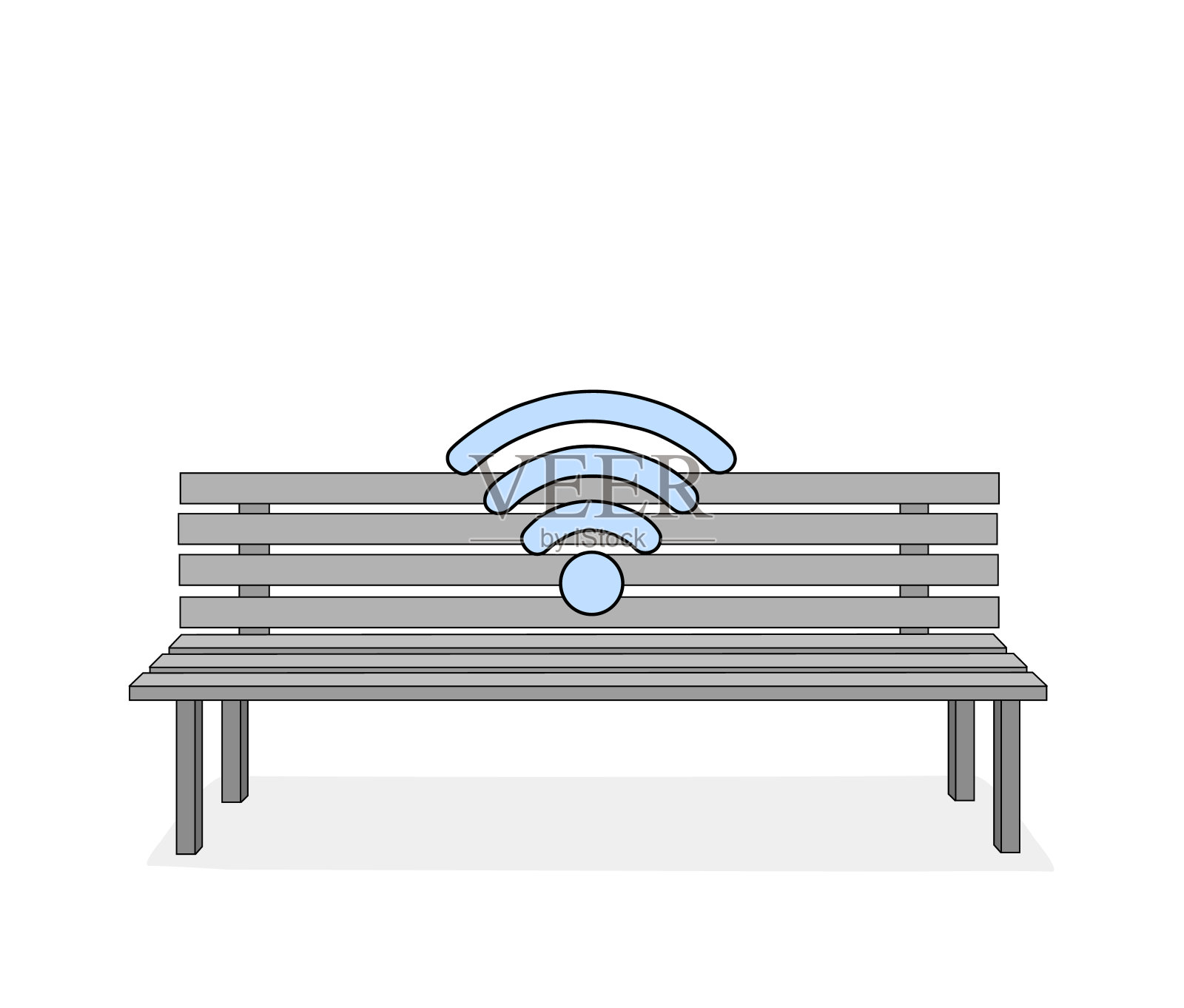 有wifi图标的长椅。互联网免费分发。矢量插图。设计元素图片
