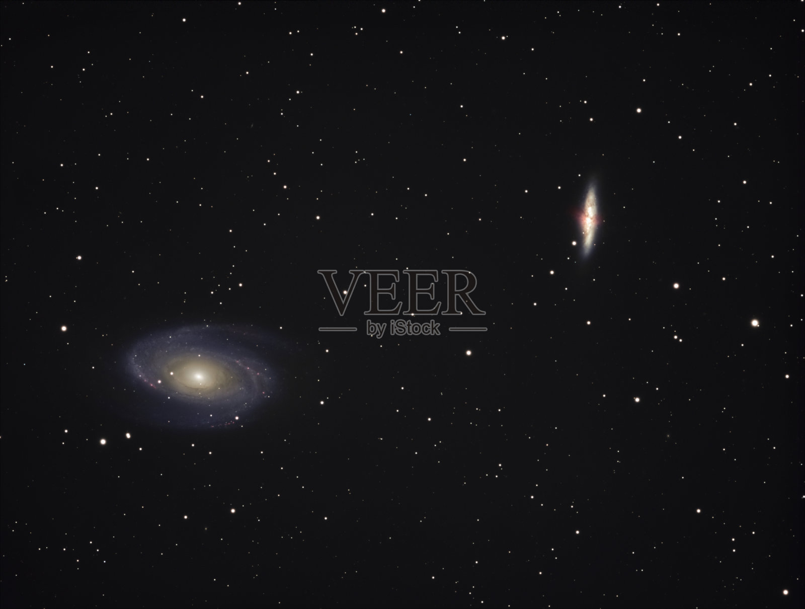 星系M81和M82在大熊星座库存照片照片摄影图片