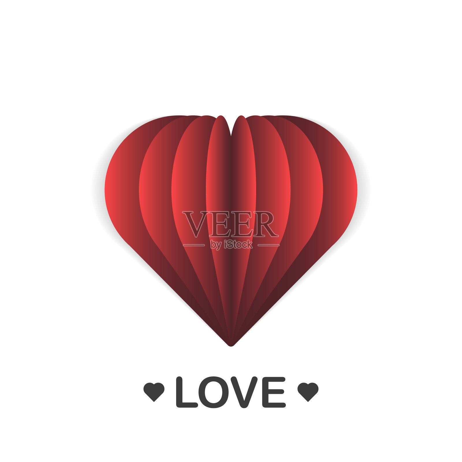 情人节快乐矢量设计与3d现实纸心形装饰在白色的背景。爱。矢量插图。插画图片素材