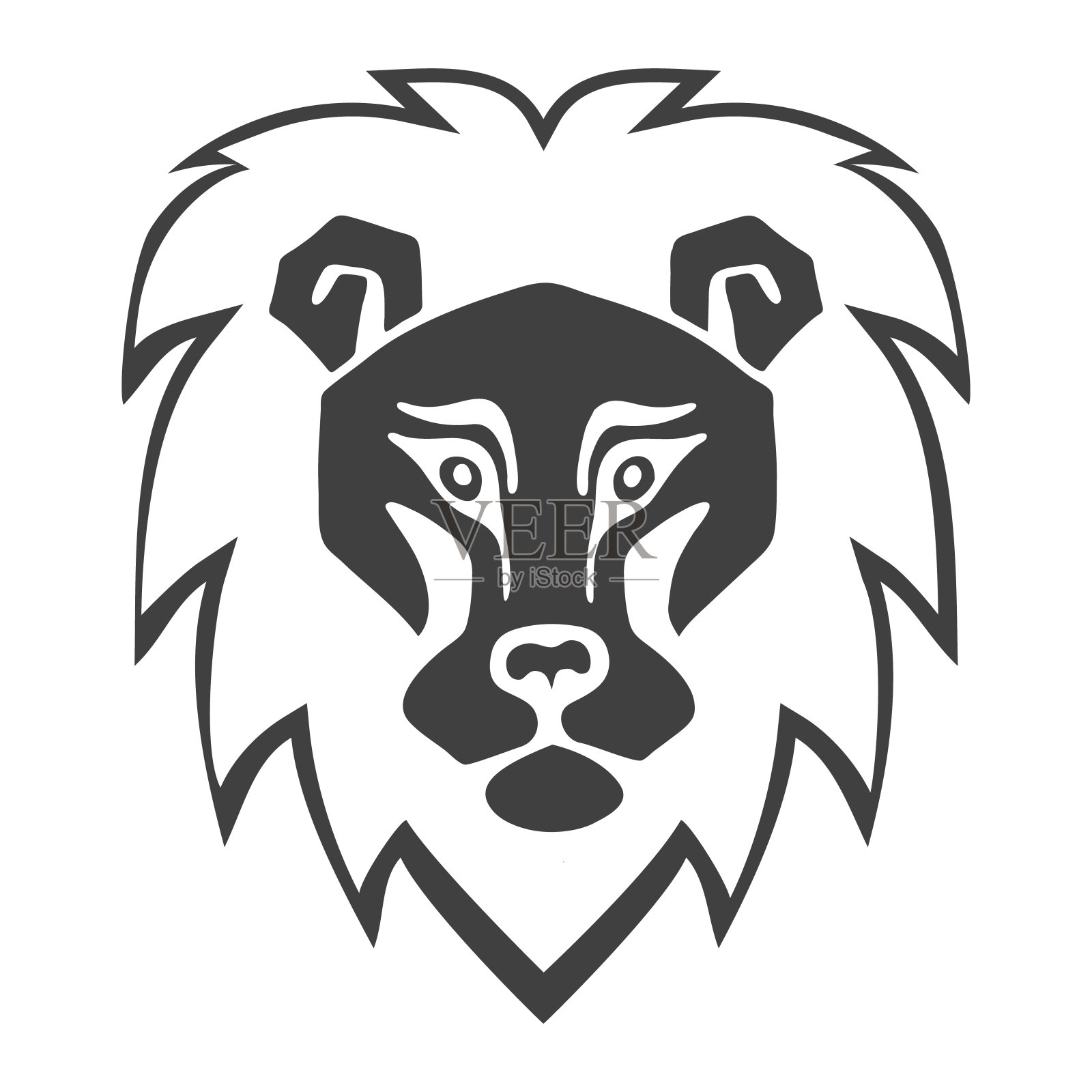 标志狮子的头。程式化的吉祥物，矢量图标。设计元素图片