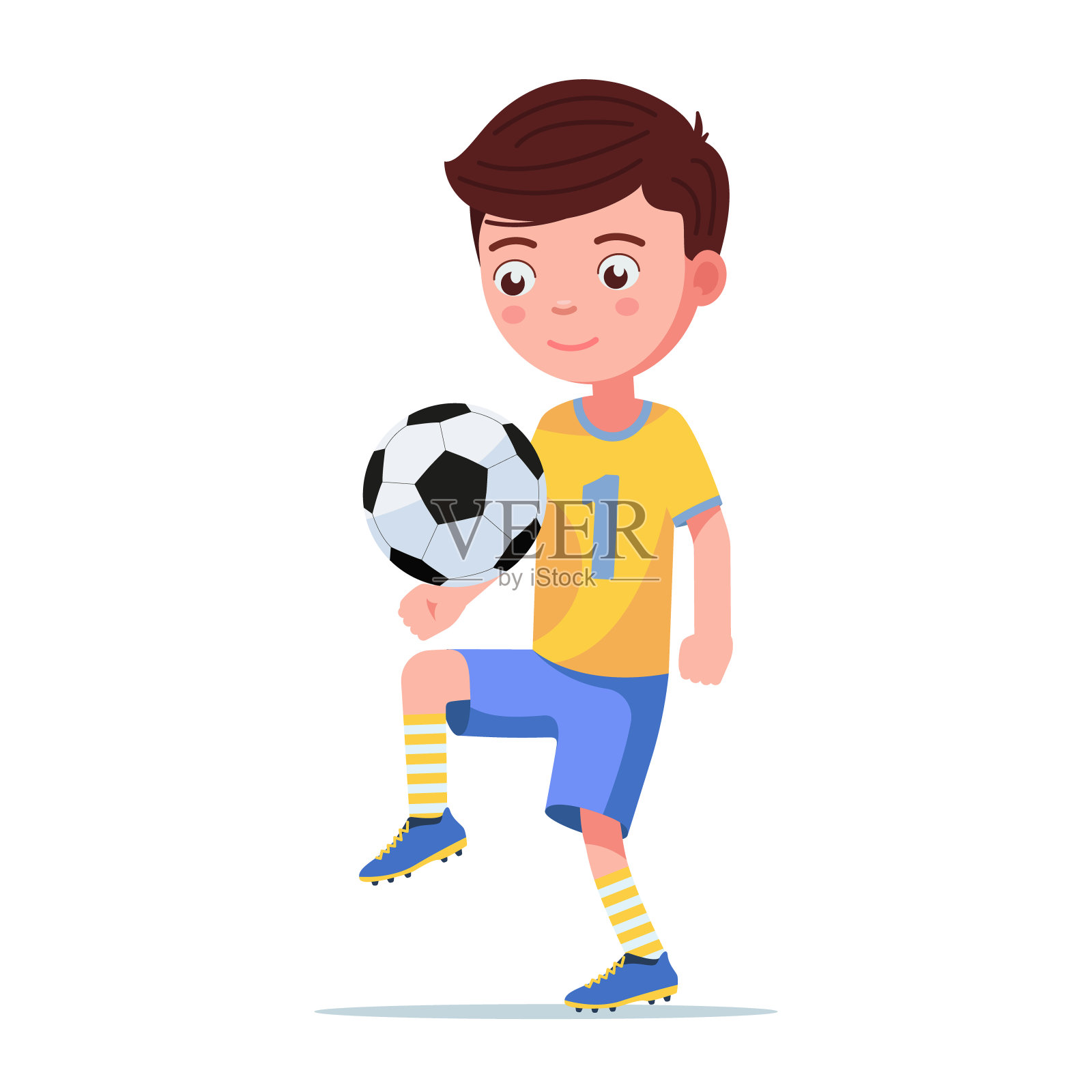 那个男孩踢足球插画图片素材