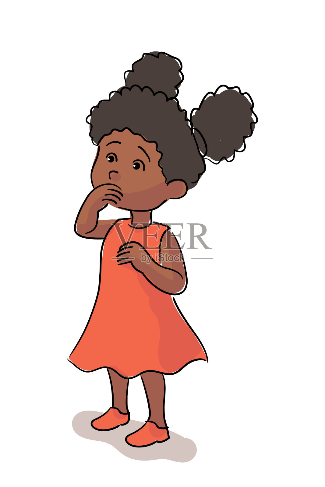 美国黑人小女孩用手捂着嘴设计元素图片