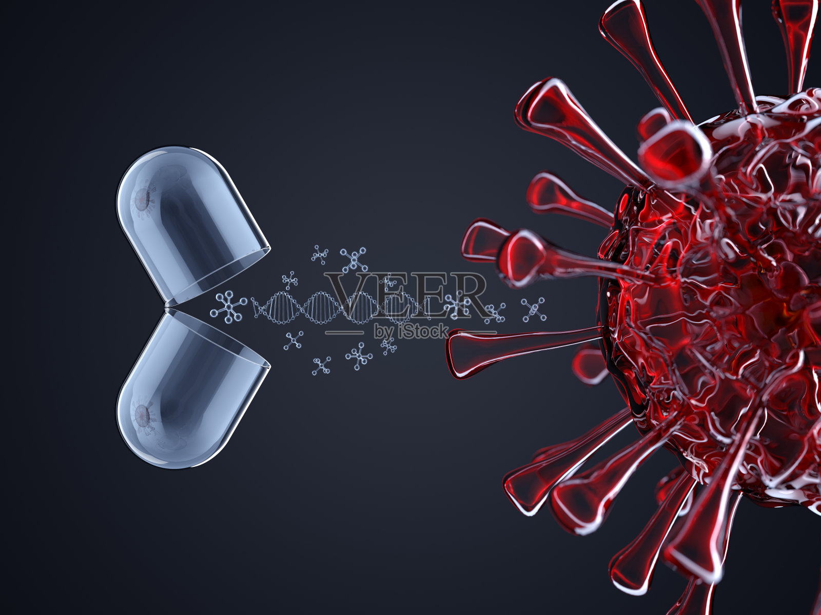 医学创新摘要病毒分子结构照片摄影图片