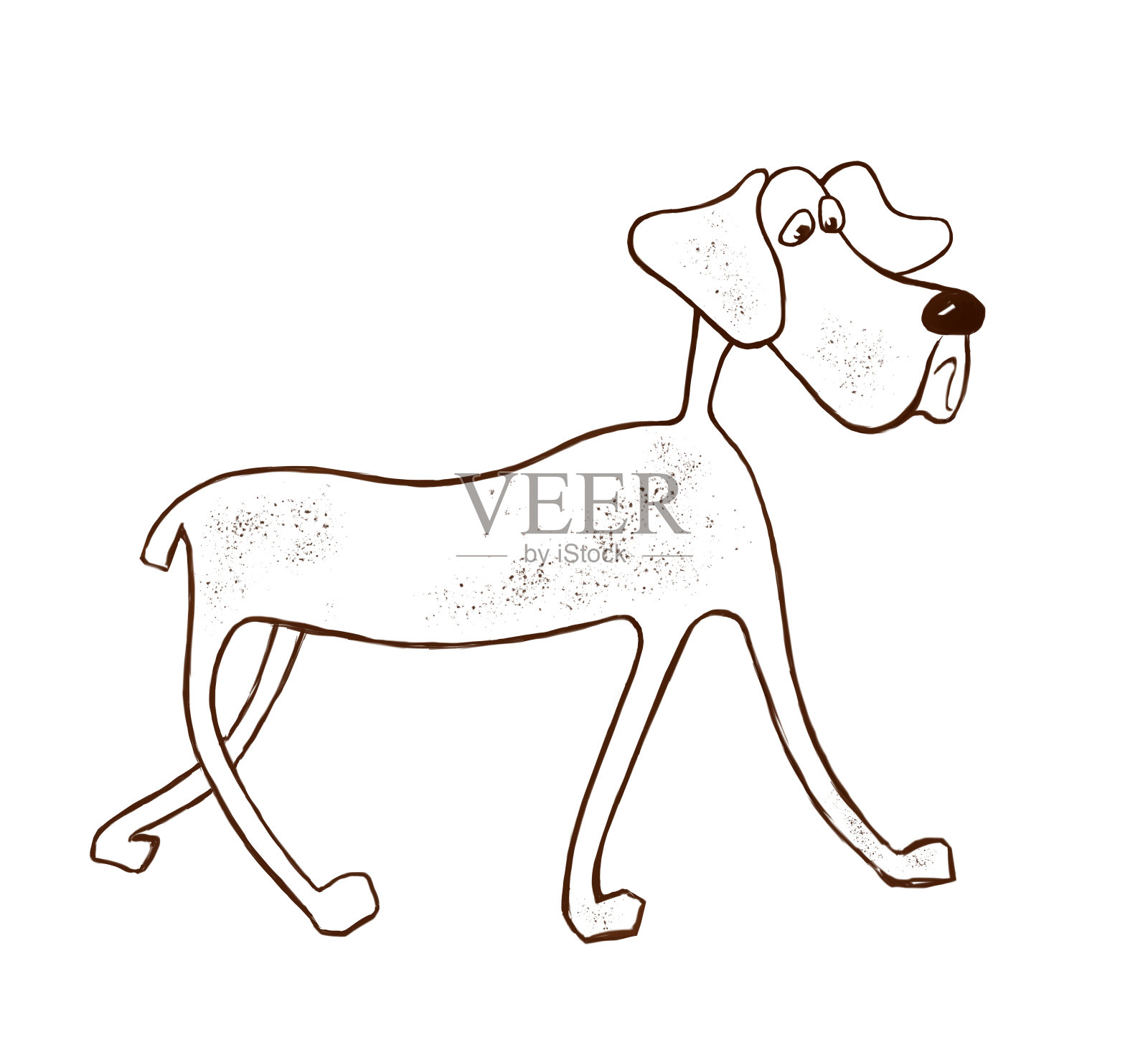 一种战斗品种的全长狗，以卡通风格画在白色的背景上。数码插图设计元素图片