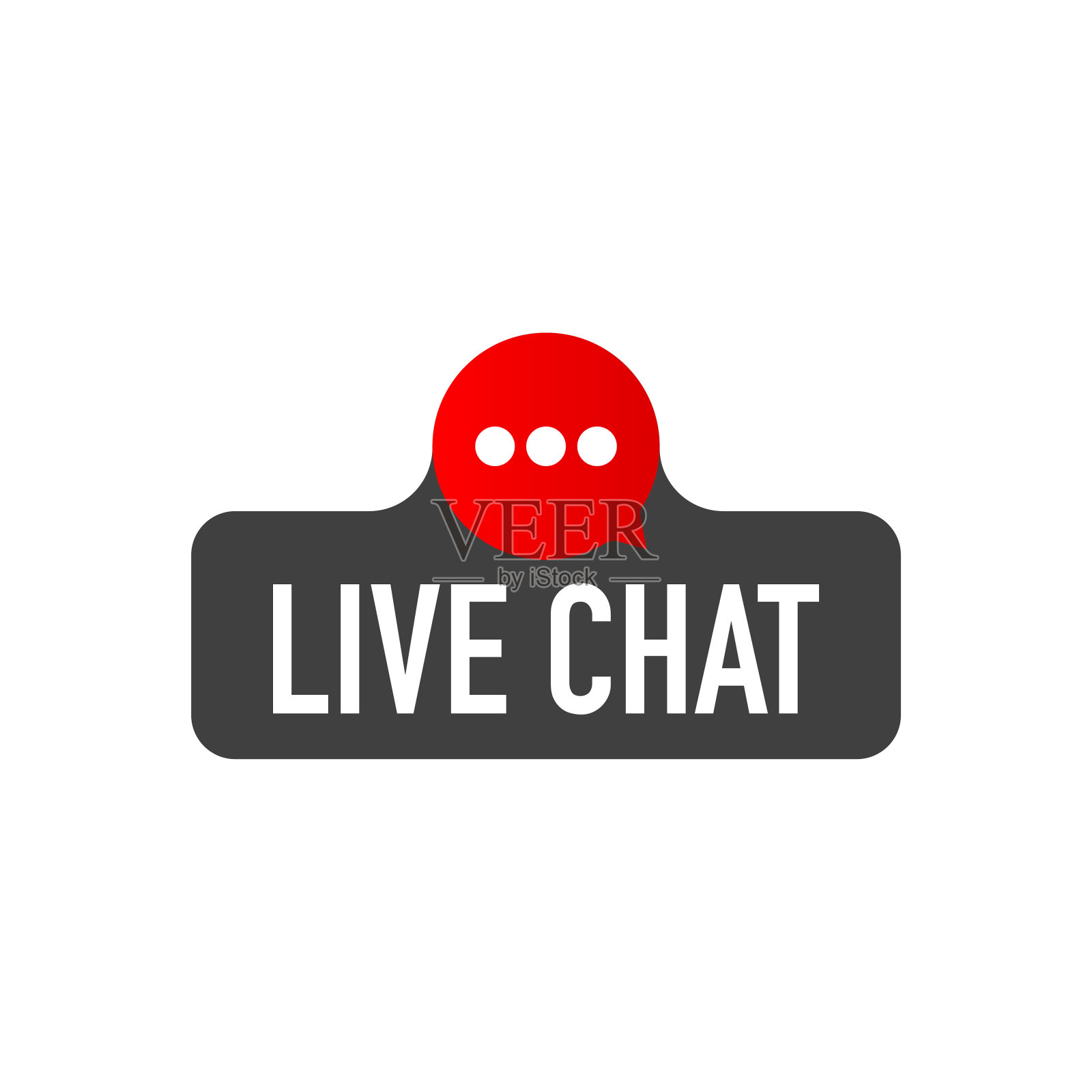 LIVE CHAT on speech bubble label on white background。插画图片素材