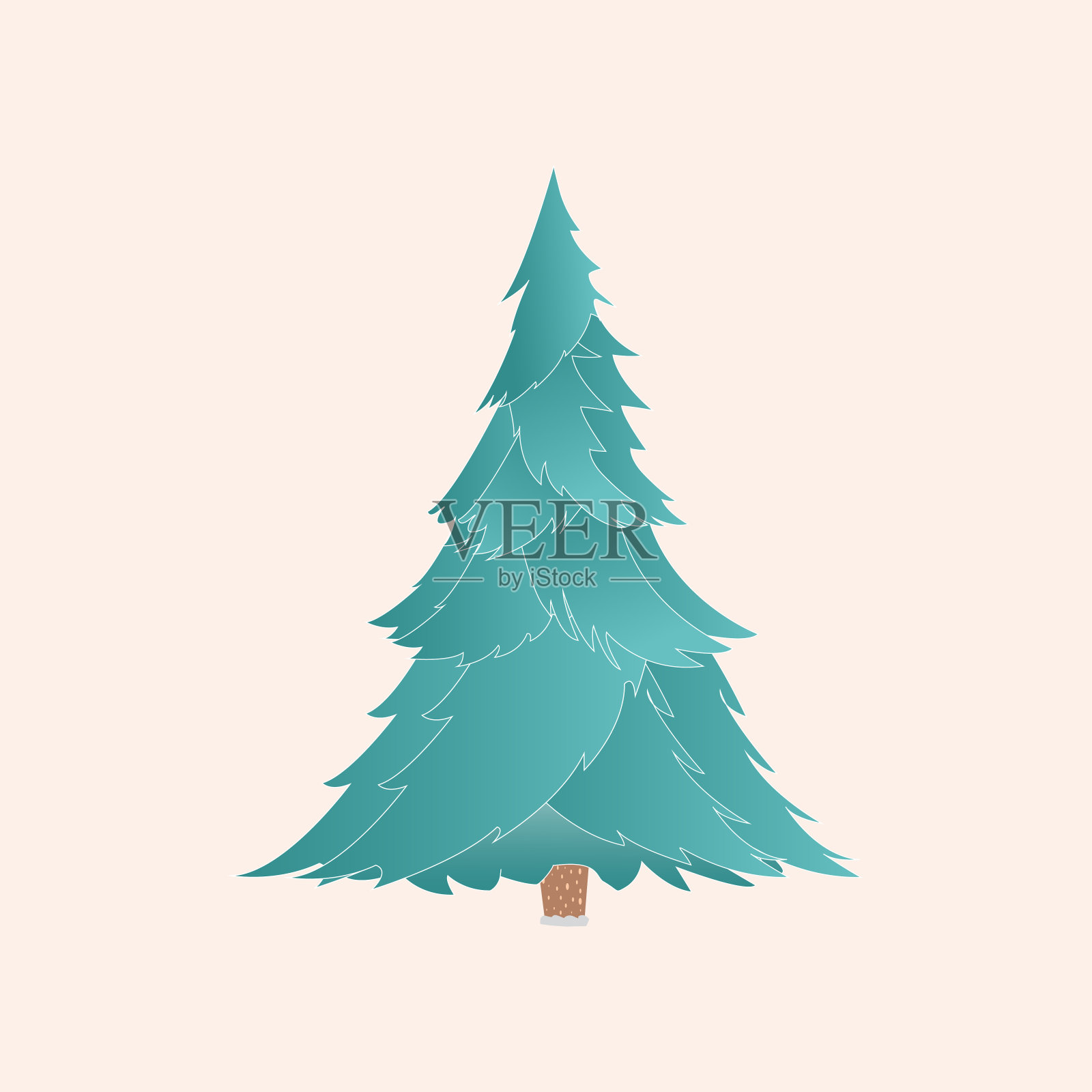 向量圣诞树与现实的分支孤立插画图片素材