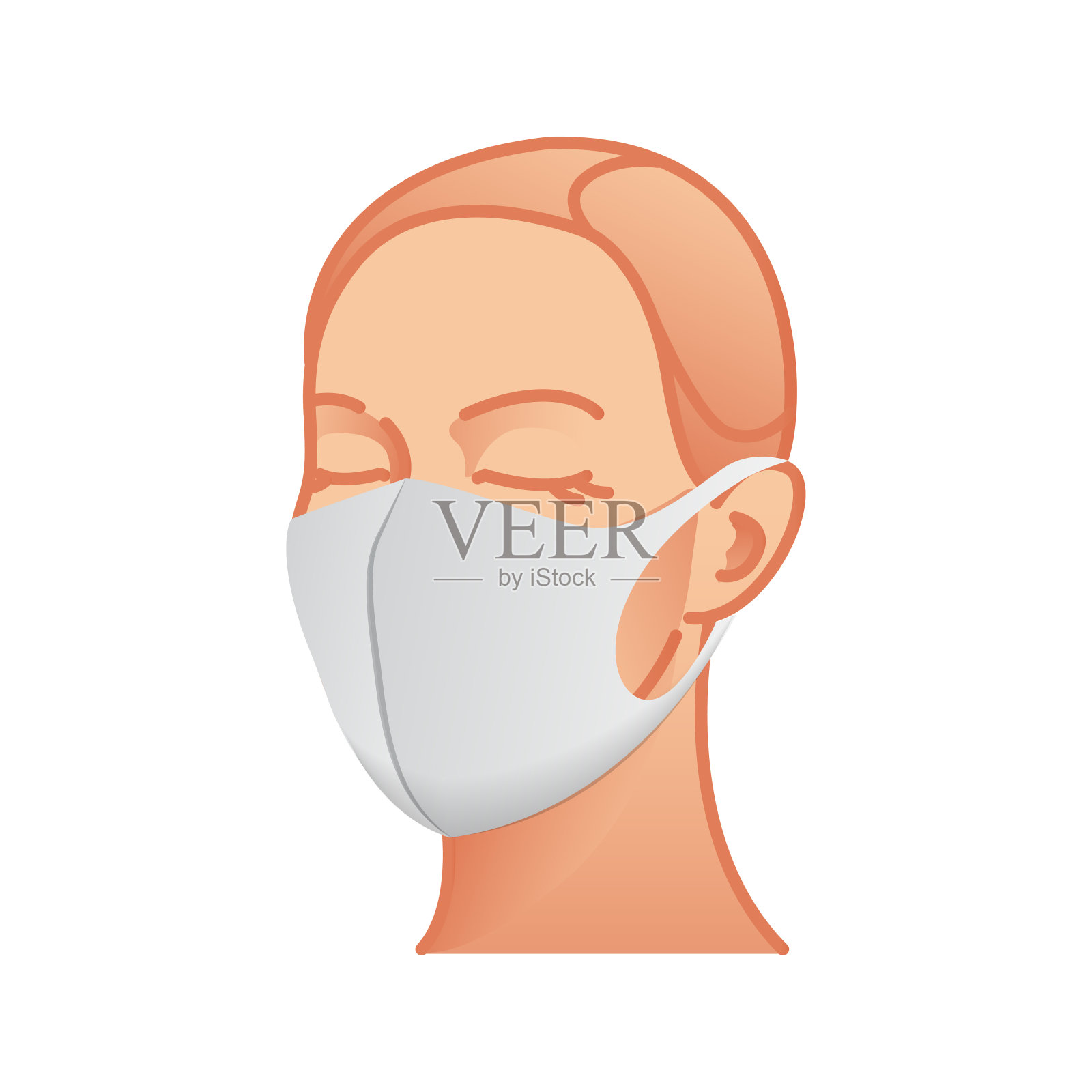防护面具。女人脸上的防尘口罩。空气污染矢量图插画图片素材