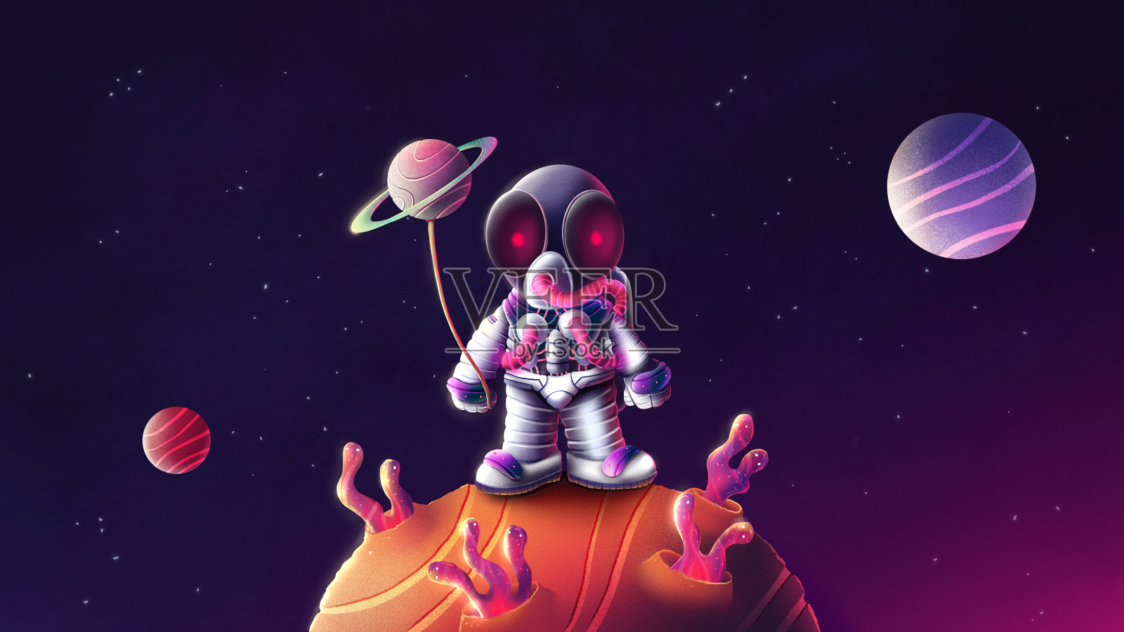 太空宇航员的插画插画图片素材