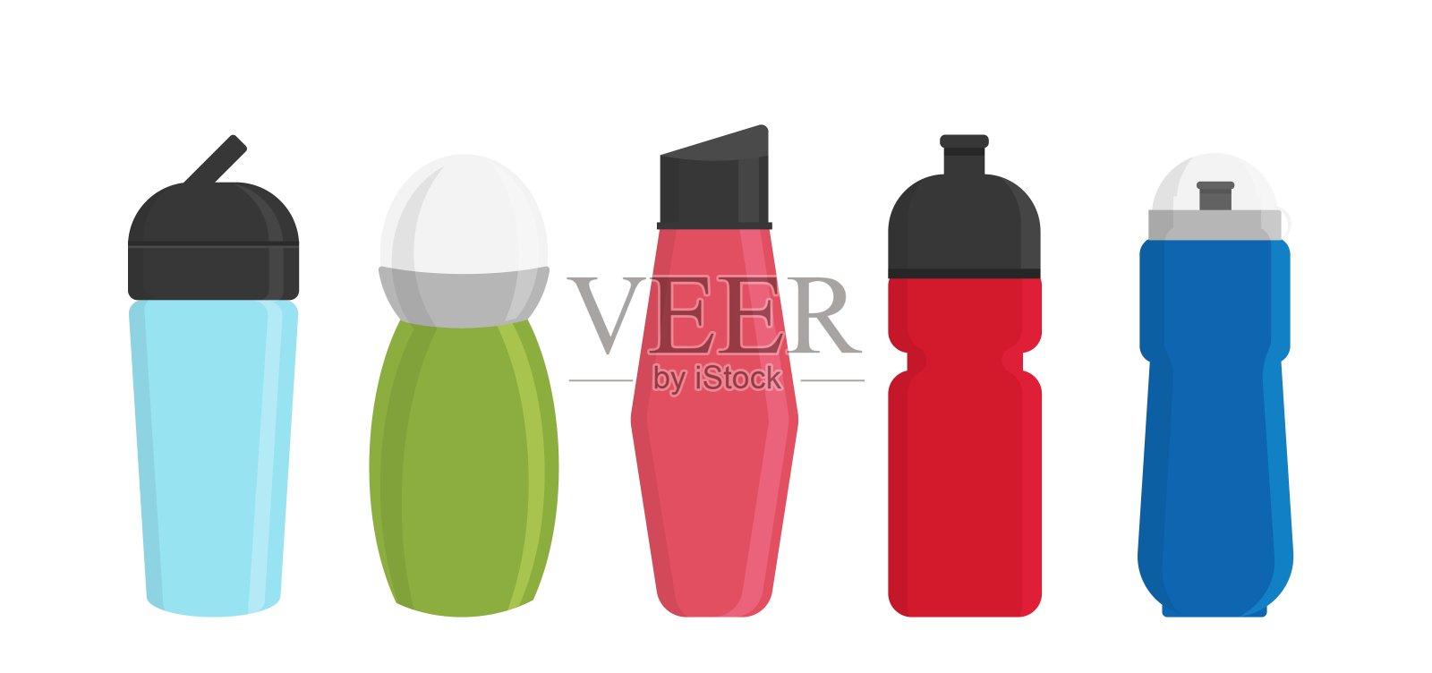 空白自行车塑料瓶水矢量插画图片素材