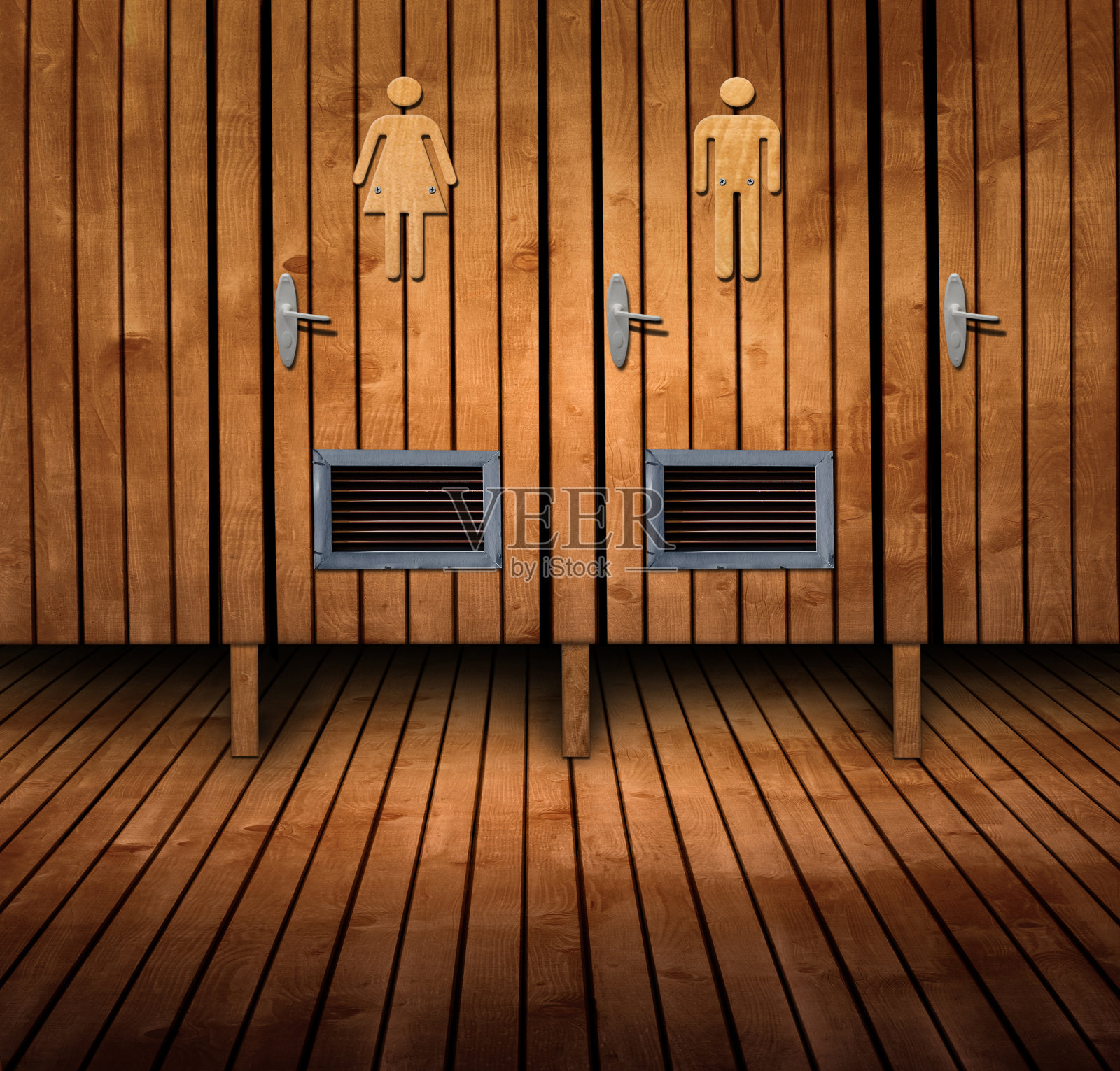 木制卫生间的门为男性和女性照片摄影图片