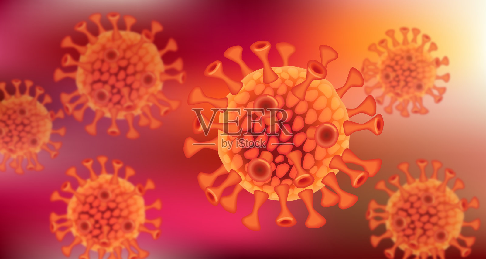 冠状病毒图像红色背景插画图片素材
