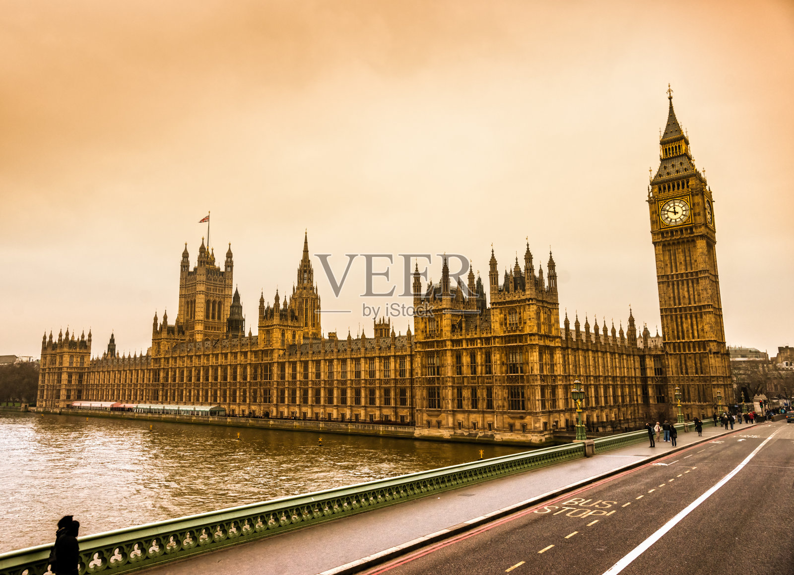 英国伦敦的大本钟。照片摄影图片