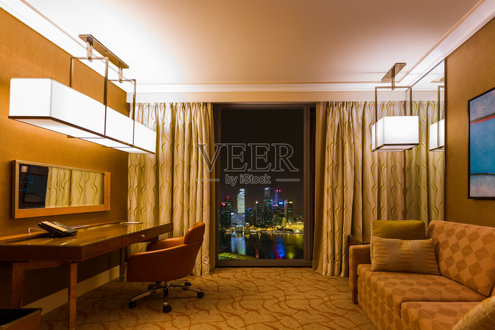 酒店房间和新加坡景色照片摄影图片