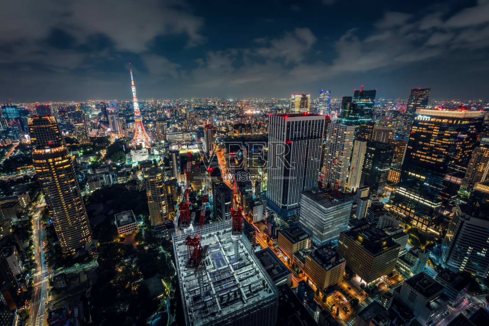 美丽的东京夜景，日本天际照片摄影图片