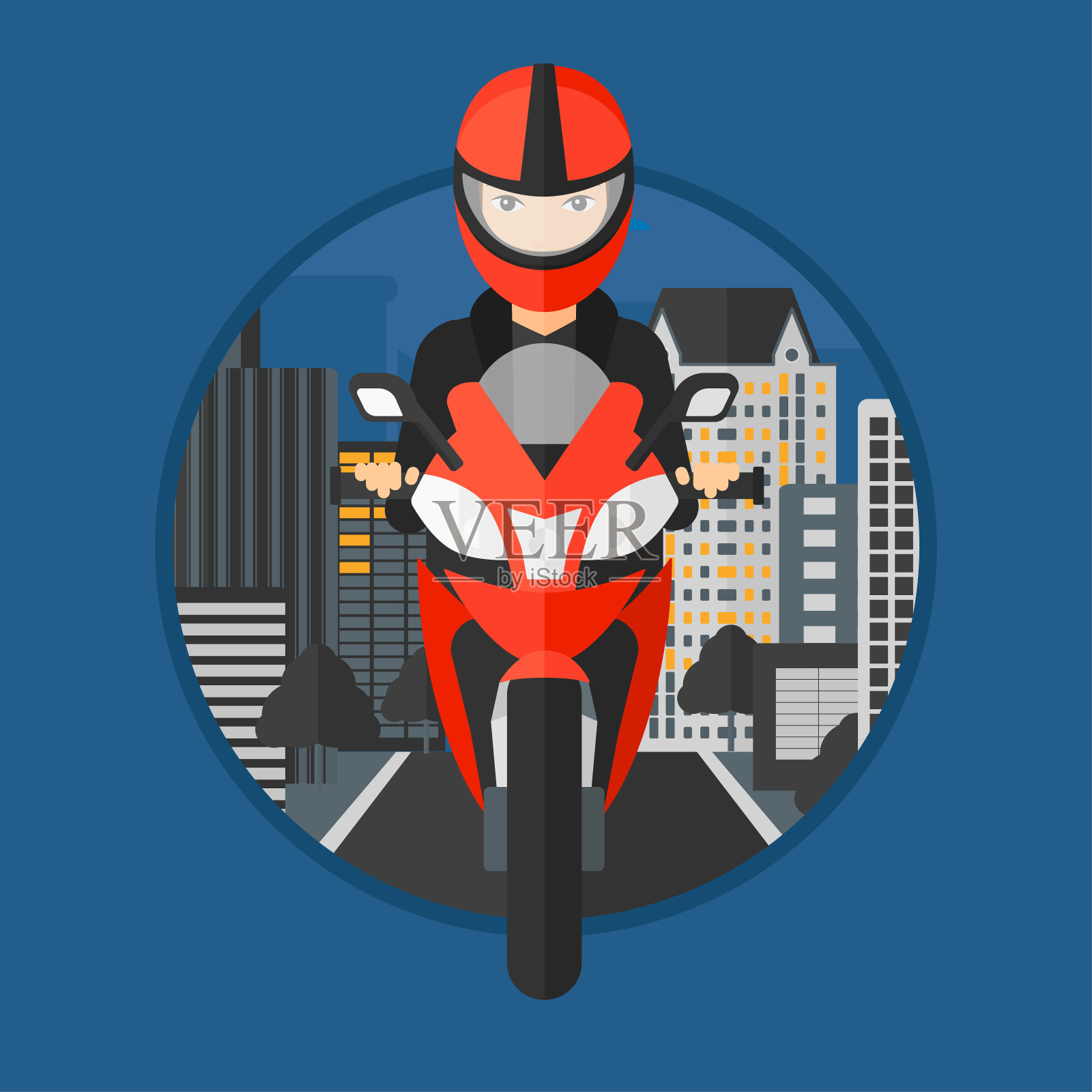 女人骑摩托车插画图片素材
