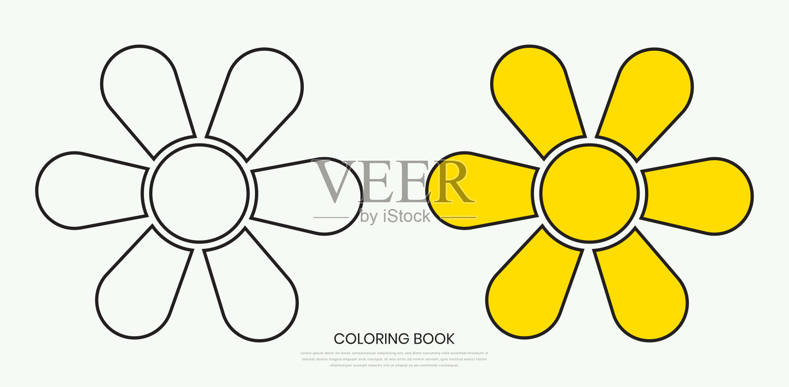 花图标在一个流行的平面风格孤立与白色背景。可用于着色书的元素。插画图片素材