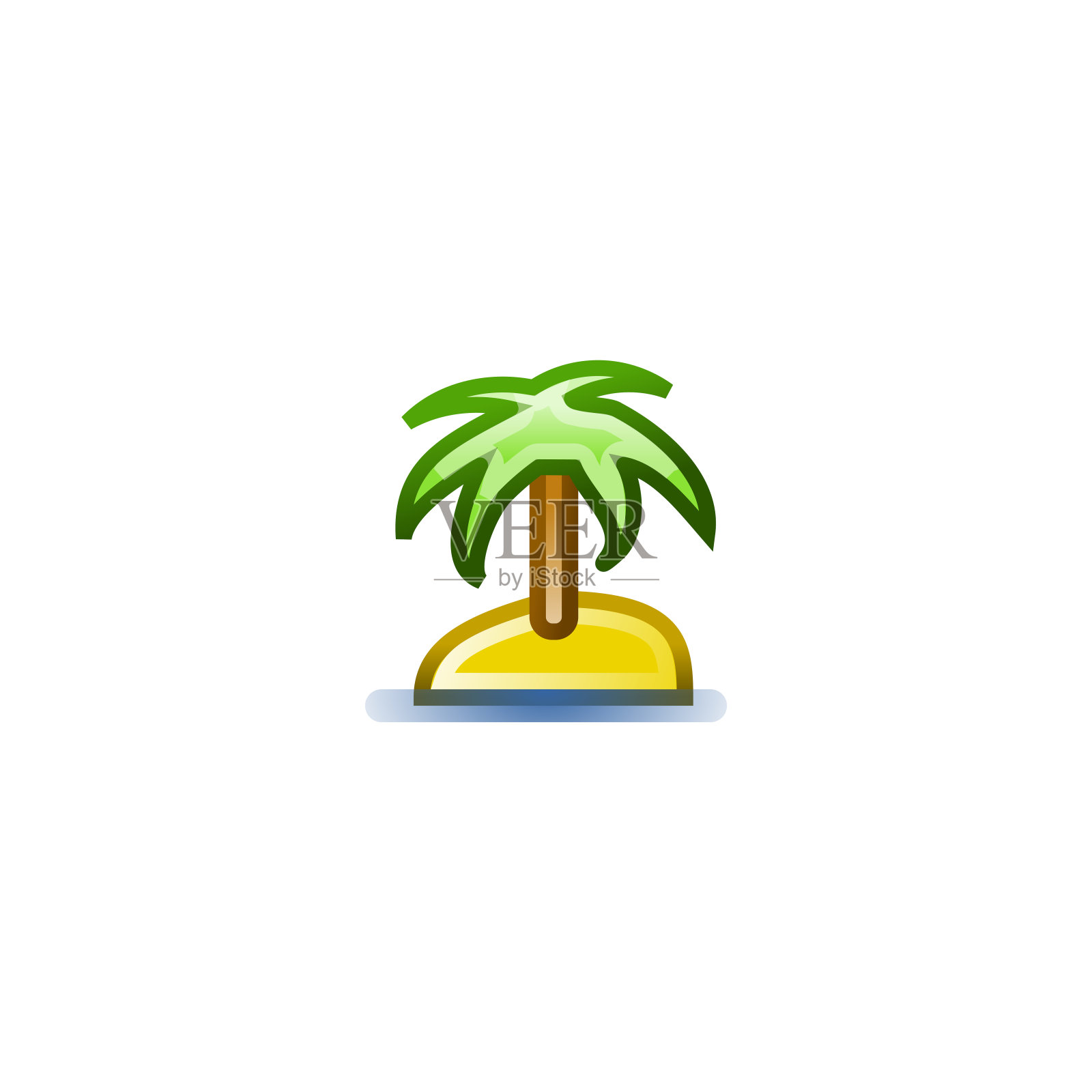 岛屿与Palm矢量图标。孤岛插图图标图标素材