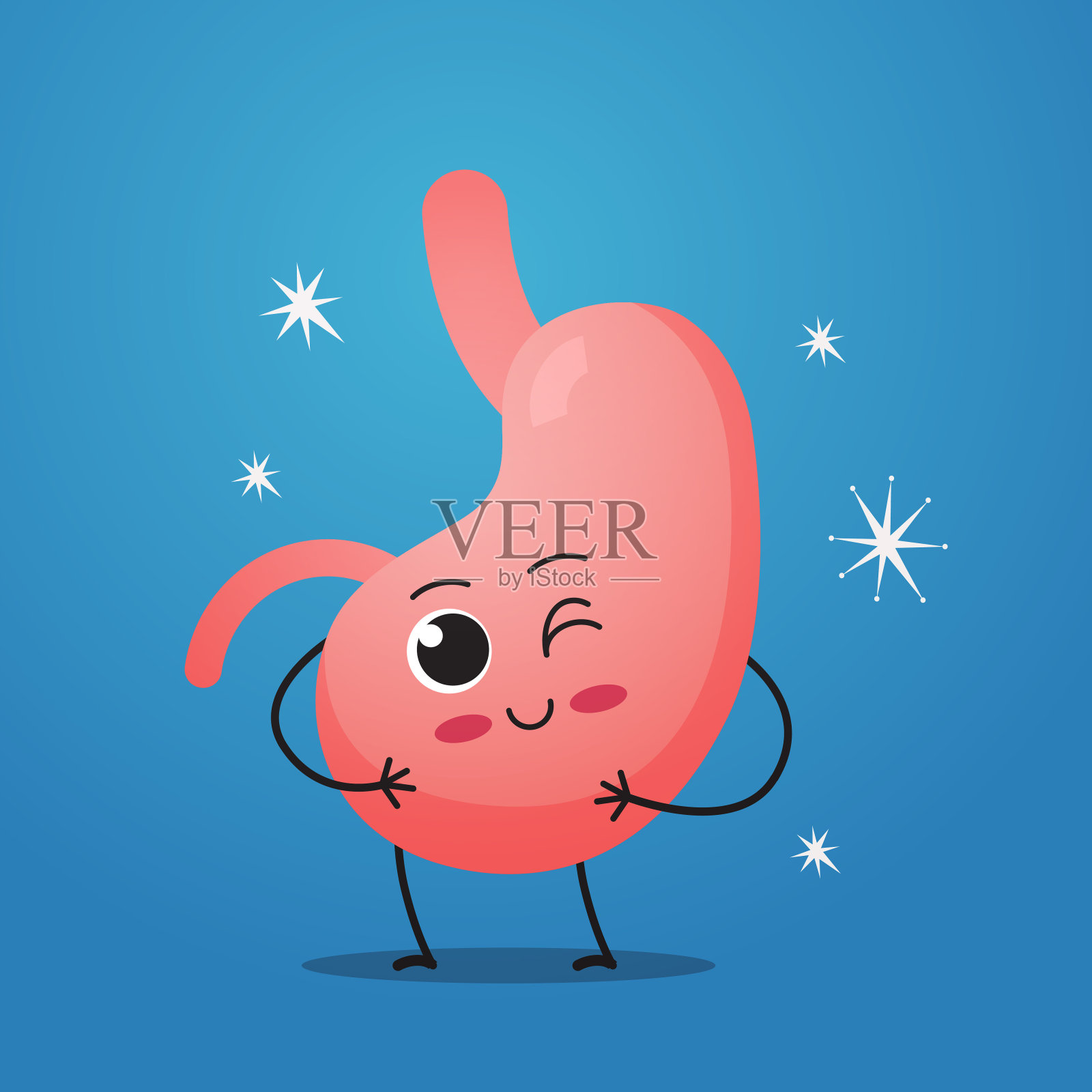 有趣解剖胃性格可爱人体内脏器官吉祥物解剖保健医疗理念插画图片素材