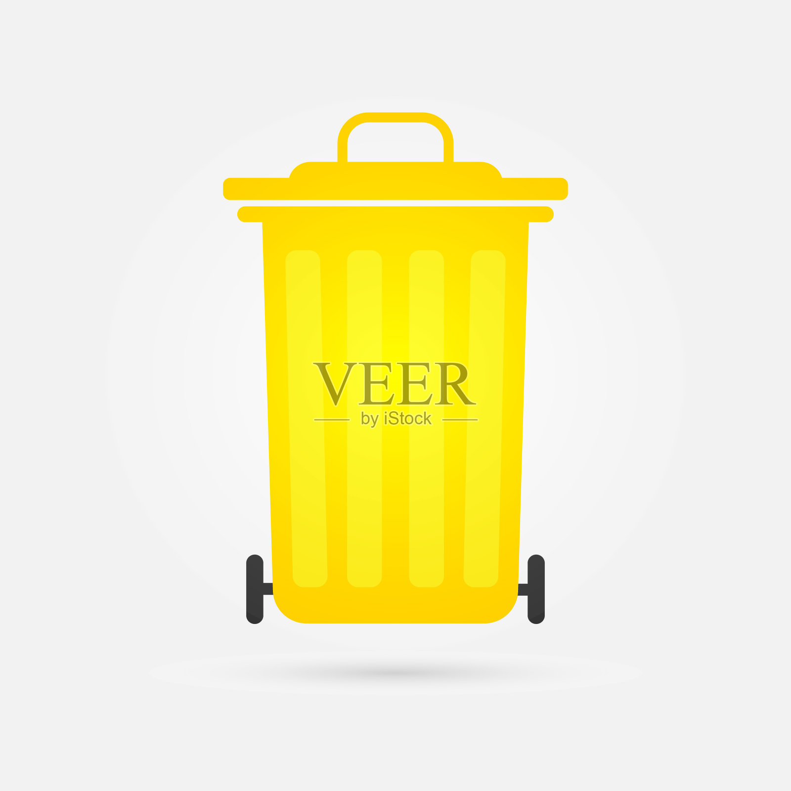 黄色垃圾桶图标平面设计。矢量图图标素材