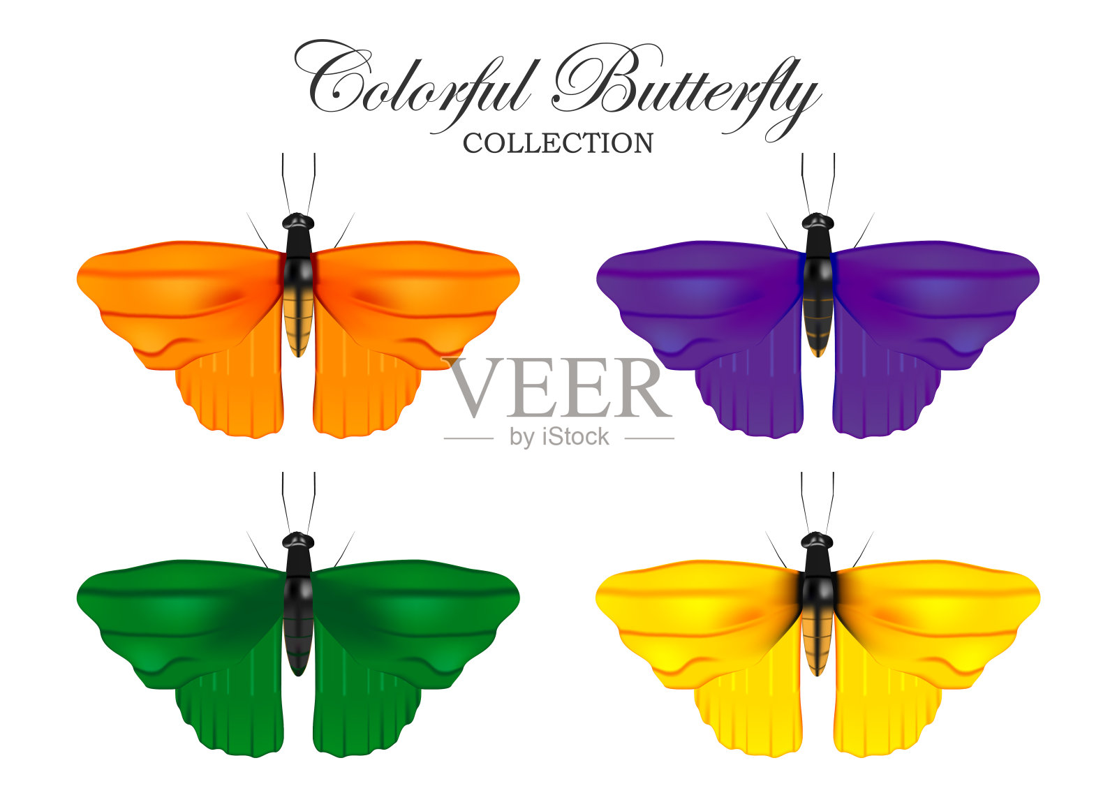 不同颜色的向量蝴蝶集合集设计元素图片