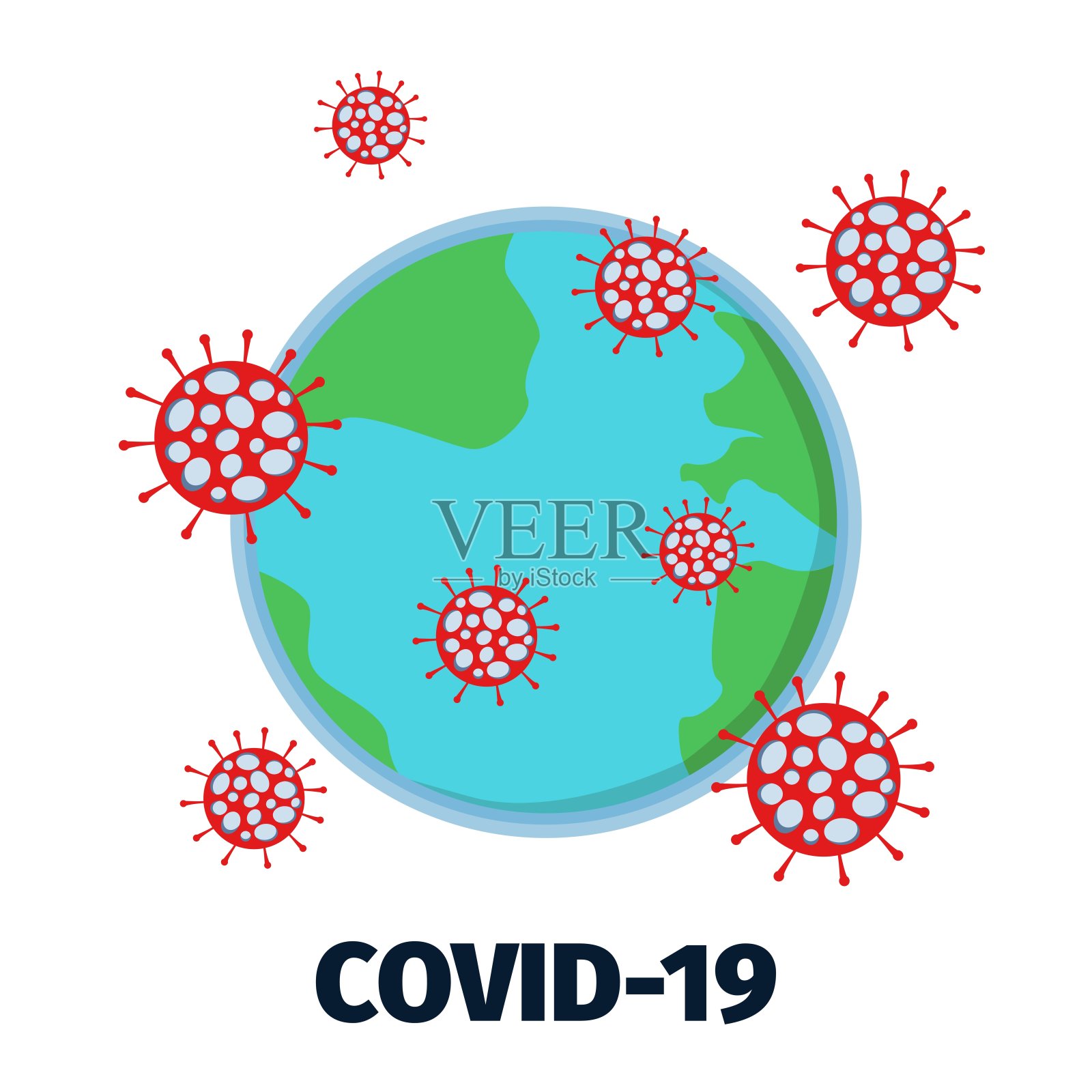 冠状病毒COVID-19袭击地球。全球疫情警报。停止新型冠状病毒。插画图片素材