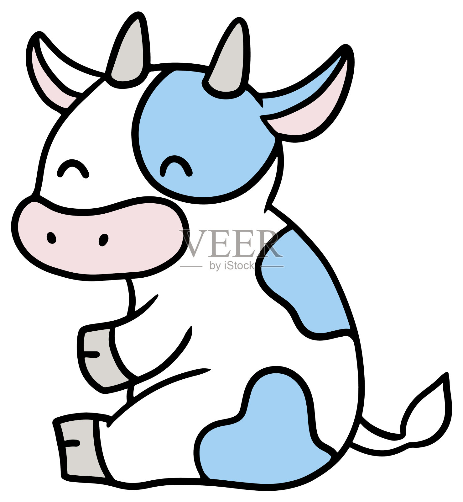 矢量插图的奶牛坐插画图片素材