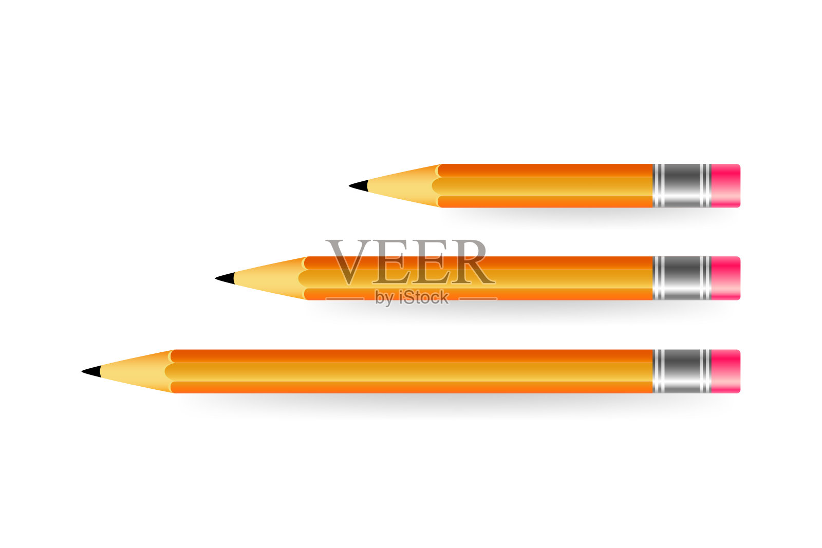 在白色背景上使用不同长度的铅笔。变化的铅笔。矢量插图。插画图片素材