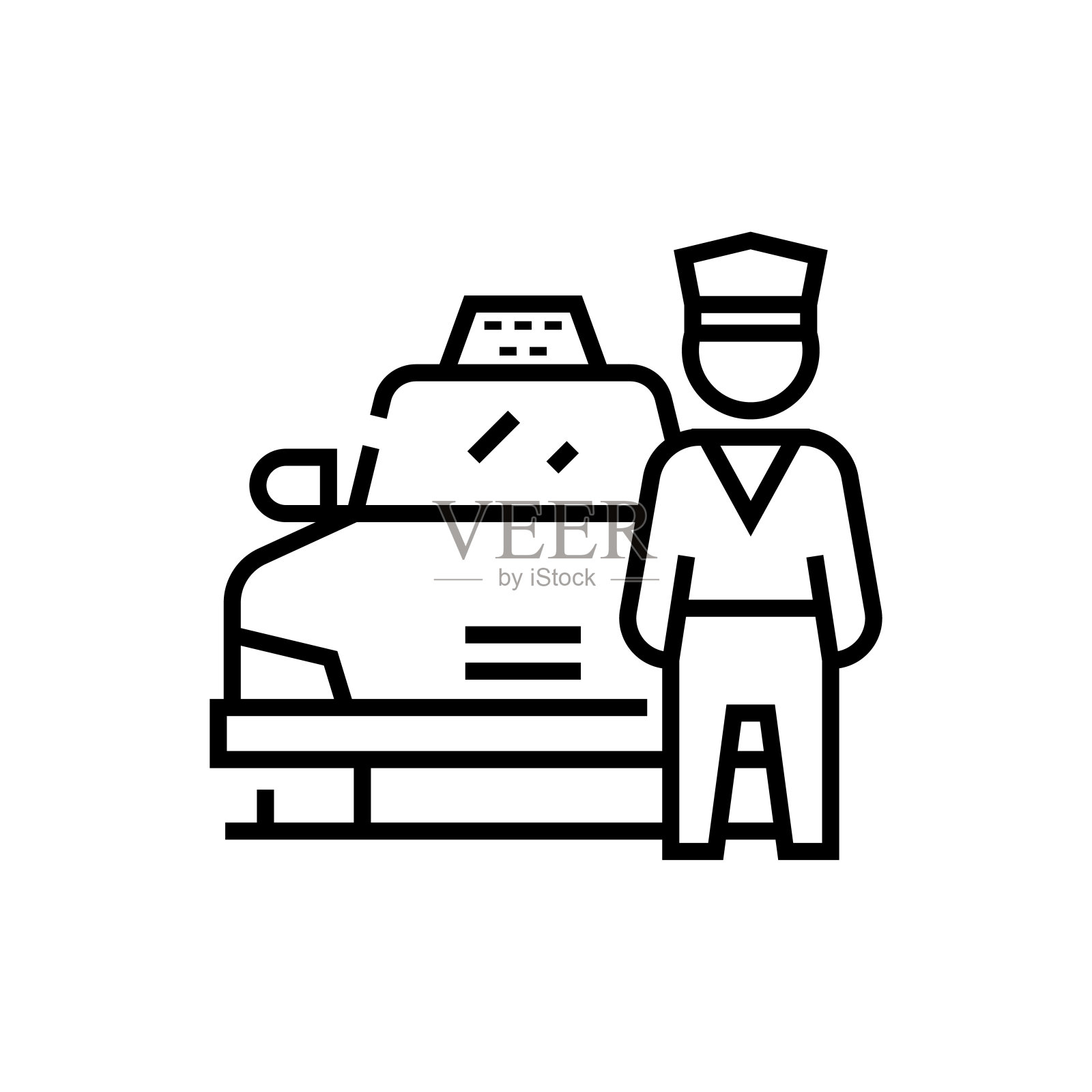 出租车司机线图标，概念标志，轮廓矢量插图，线性符号设计元素图片
