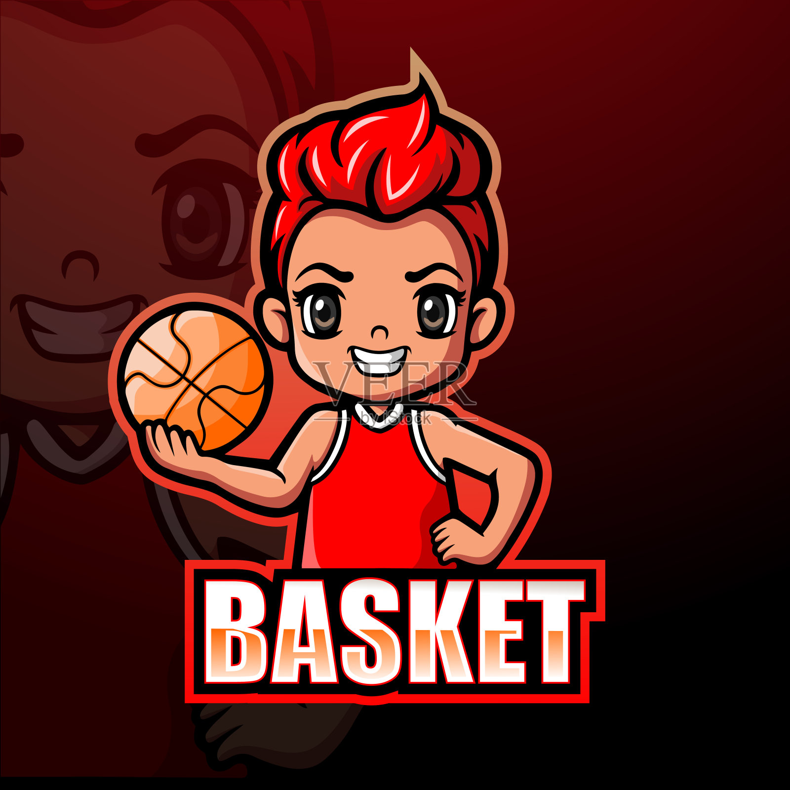 篮球男孩运动员吉祥物标志设计插画图片素材