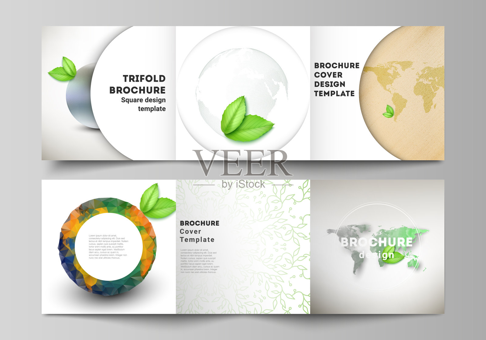 矢量布局方形版式封面设计模板为三倍的宣传册，传单，封面设计，书设计，宣传册封面。拯救地球地球概念。可持续发展的全球经营理念设计模板素材