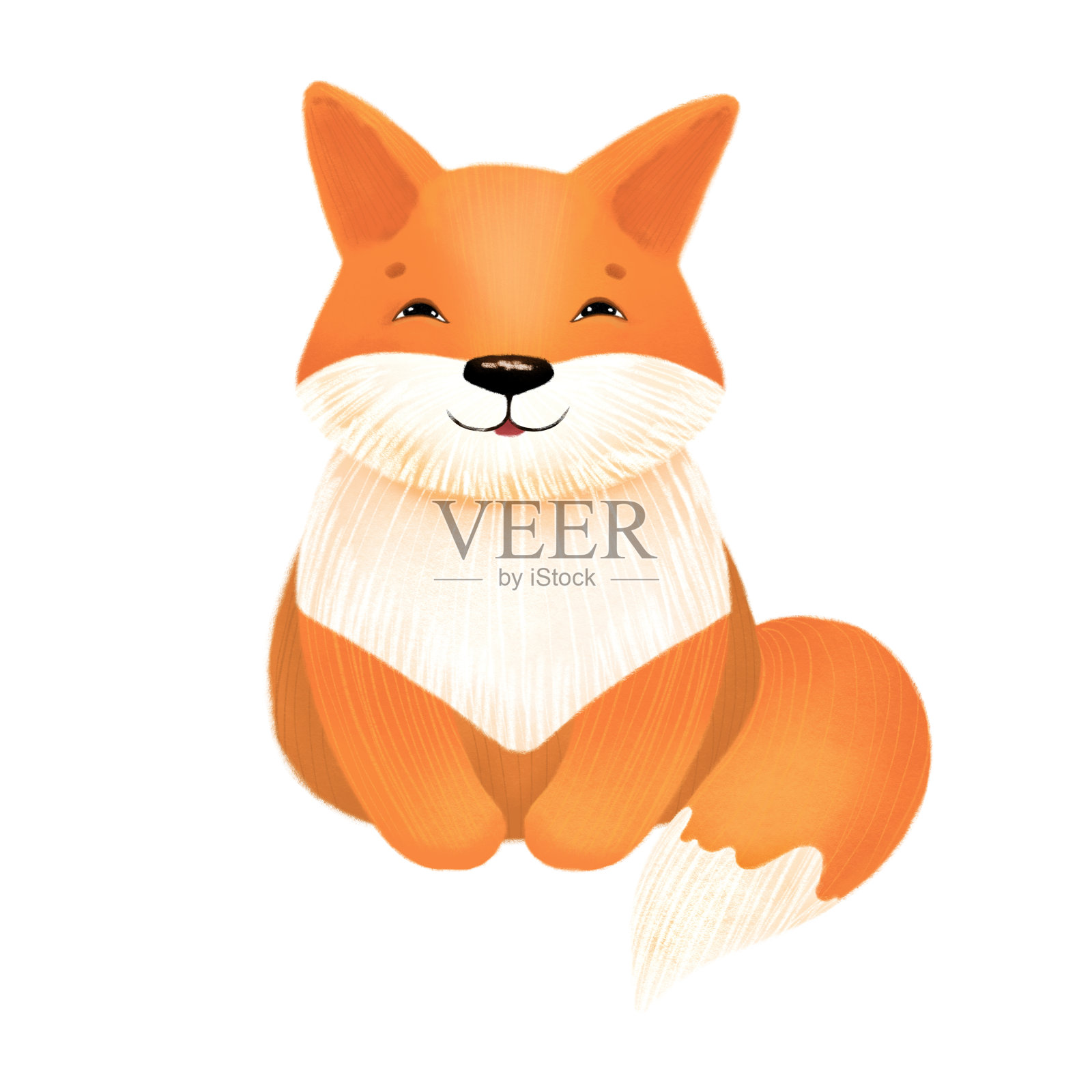 可爱的狐狸被孤立在白色的背景上。手绘插图。设计元素图片