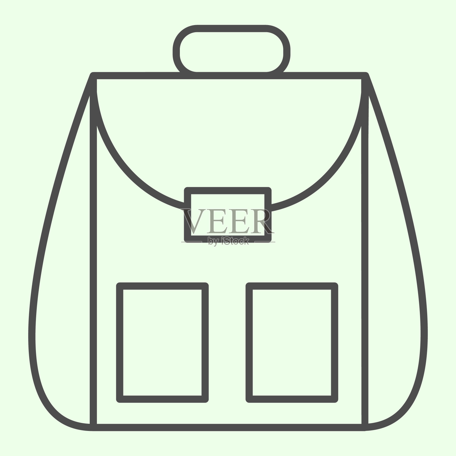 双肩包细线图标。学生个人书包轮廓风格的象形图在白色的背景书包或背包的移动概念和网页设计。矢量图形。图标素材