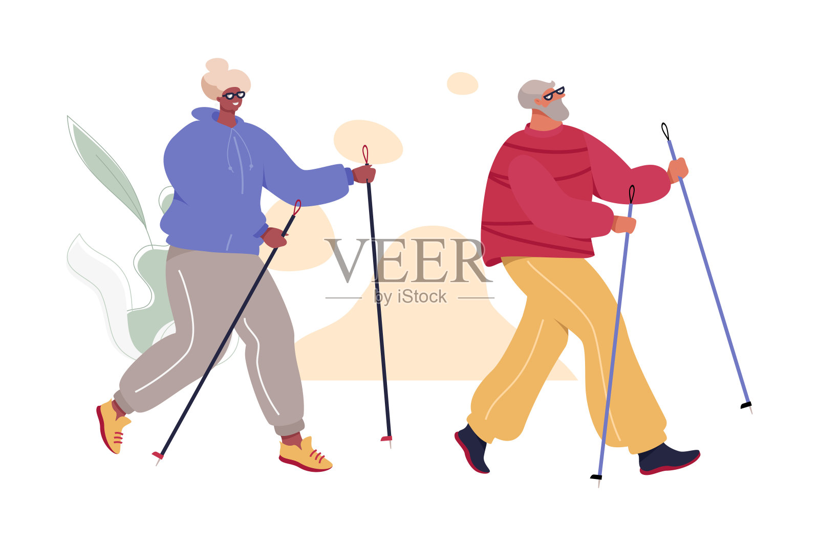 北欧步行老年夫妇设计元素图片