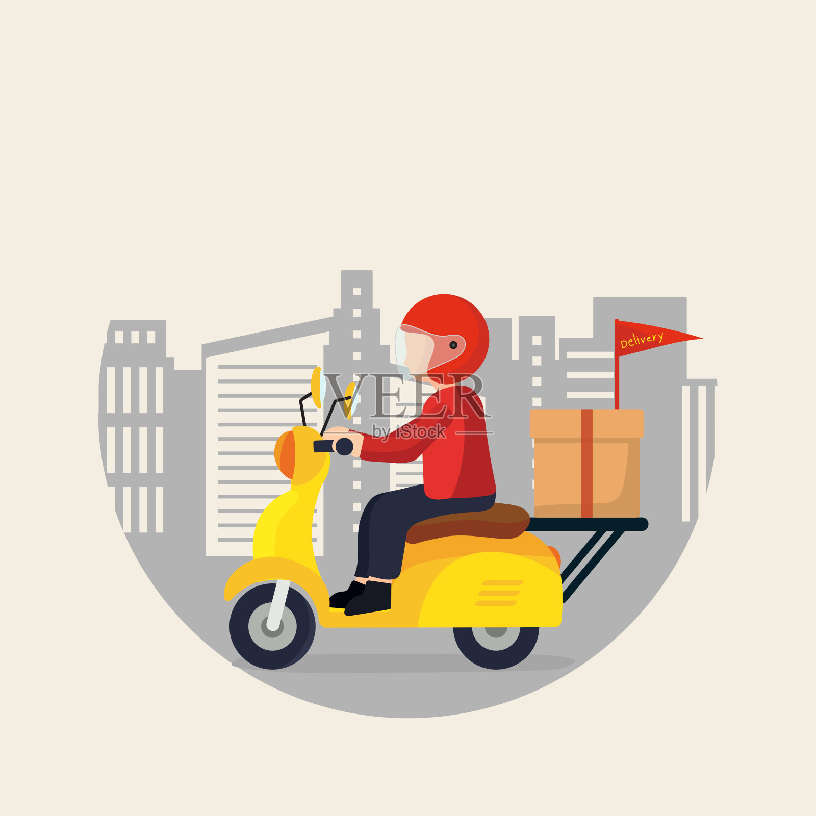 送货骑摩托车服务插画图片素材