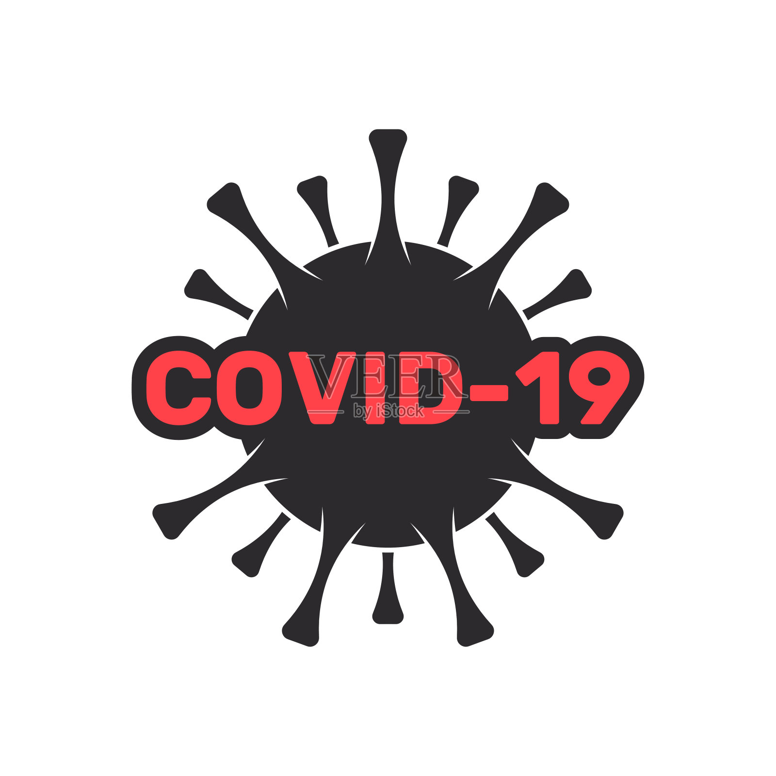COVID-19冠状病毒铭文字体设计标志概念。矢量图插画图片素材