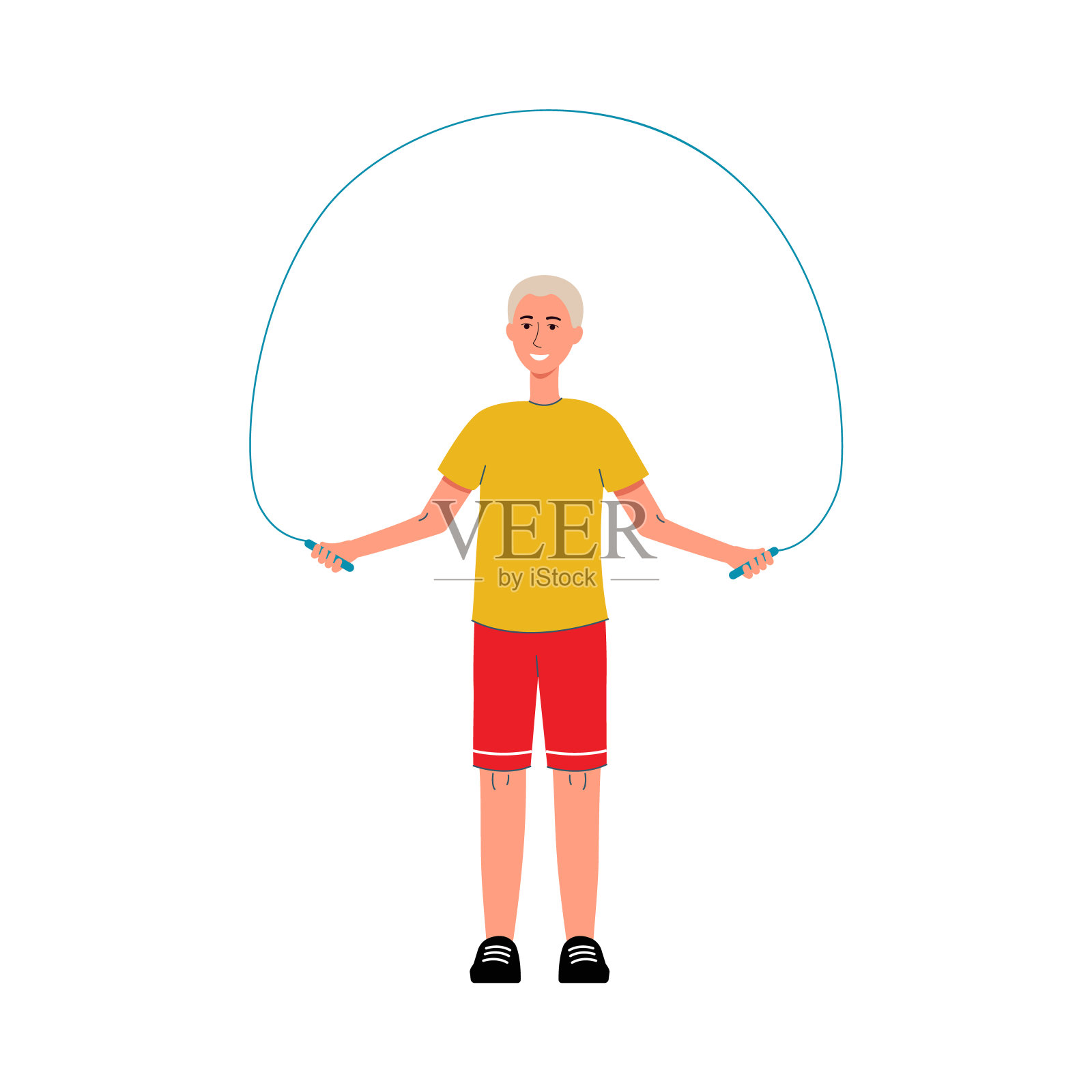老年老年人进行体育活动平面矢量插图孤立。设计元素图片
