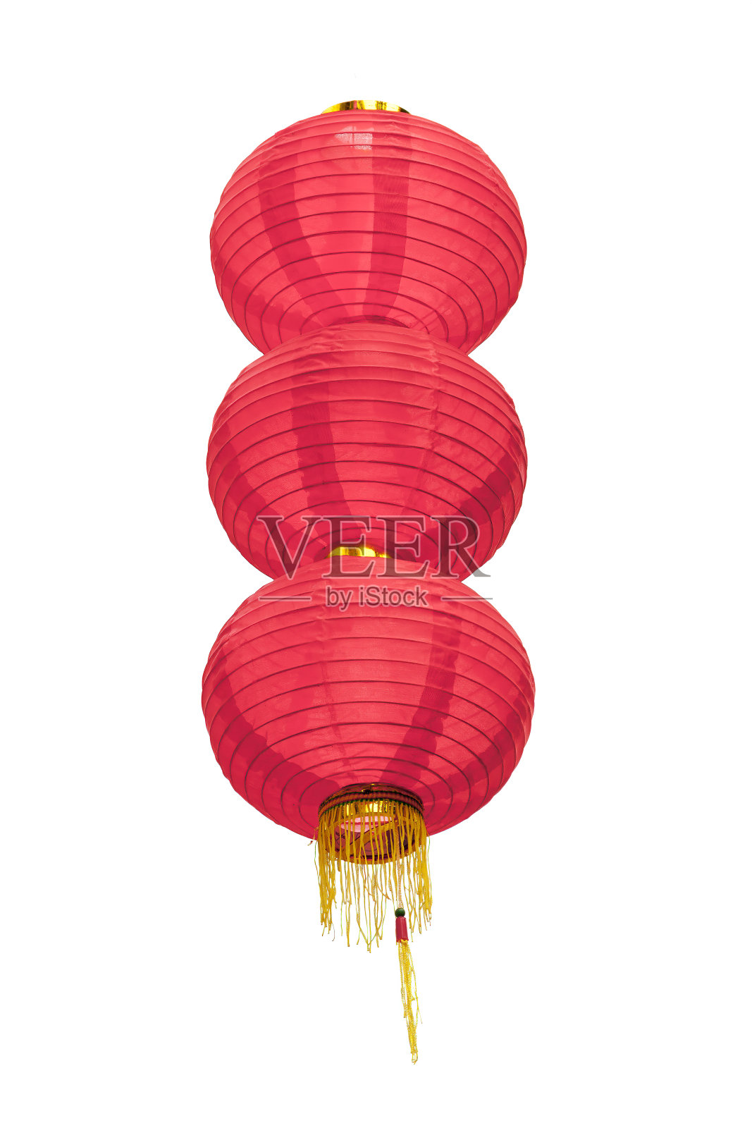 一组手工制作的红灯笼在中国城的白色背景上被孤立照片摄影图片