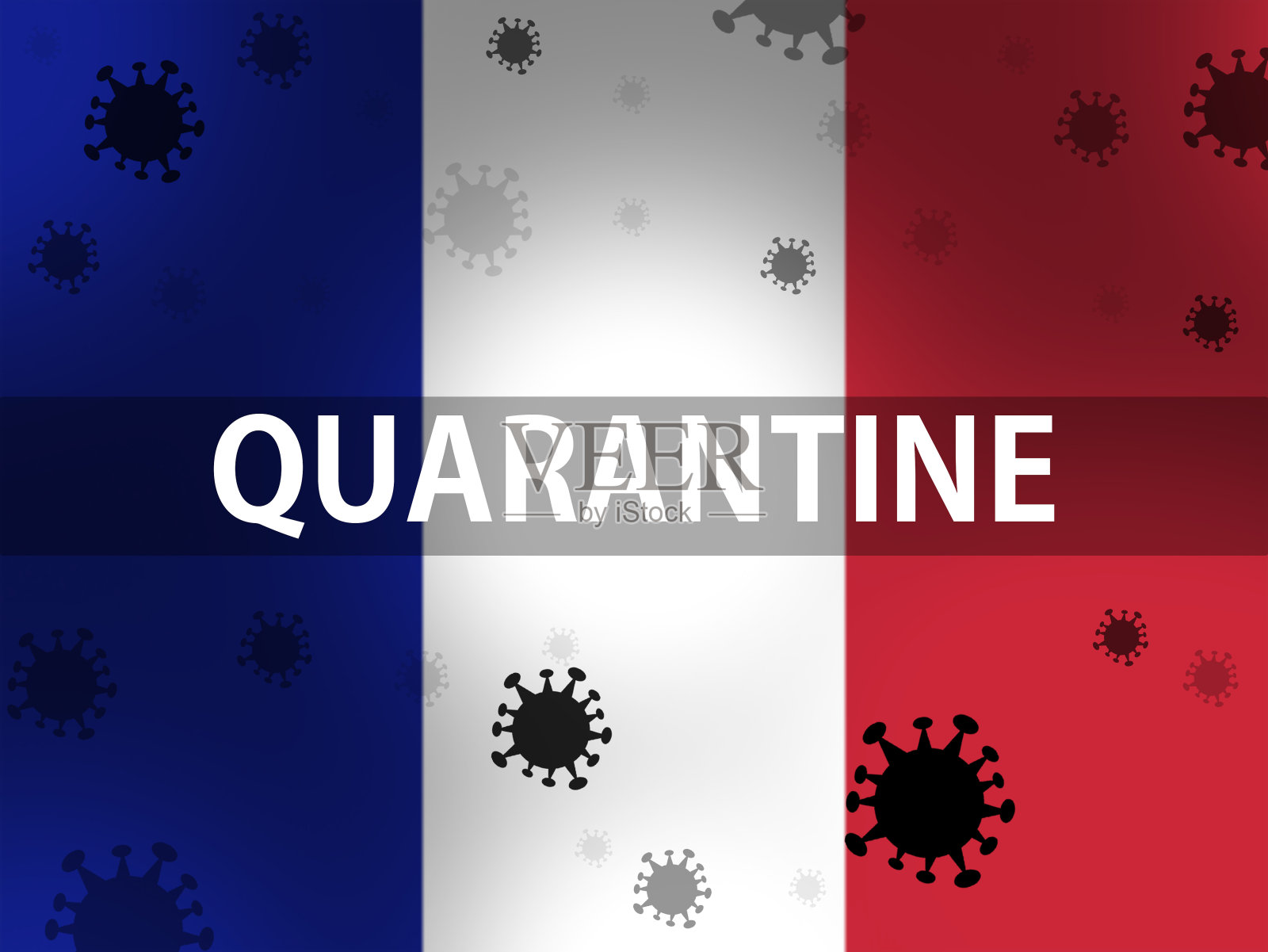 冠状病毒检疫，法国国旗。插画图片素材