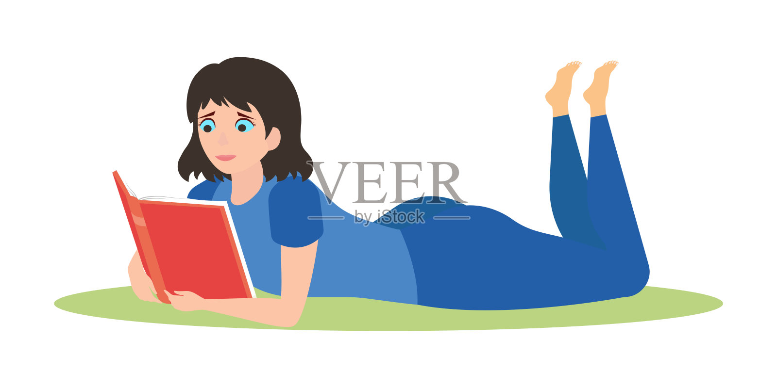 学生拿着书躺在地板上准备考试。教育的概念。女孩阅读公园躺为概念设计。健康的生活方式。夏天休息。放松的概念。平面向量插图。设计元素图片