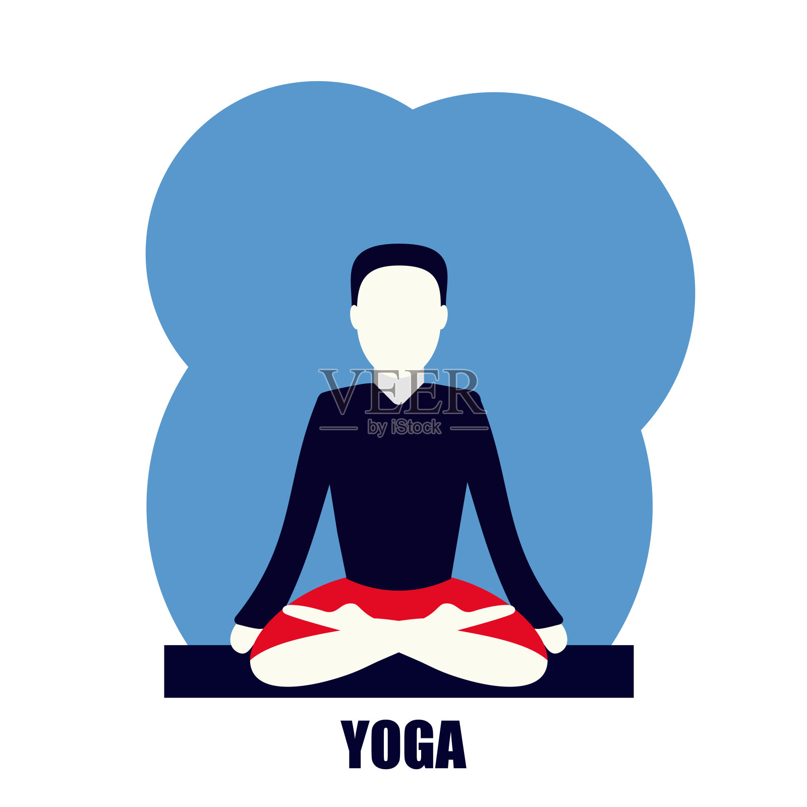 瑜伽在线男士蓝色背景矢量插画图片素材