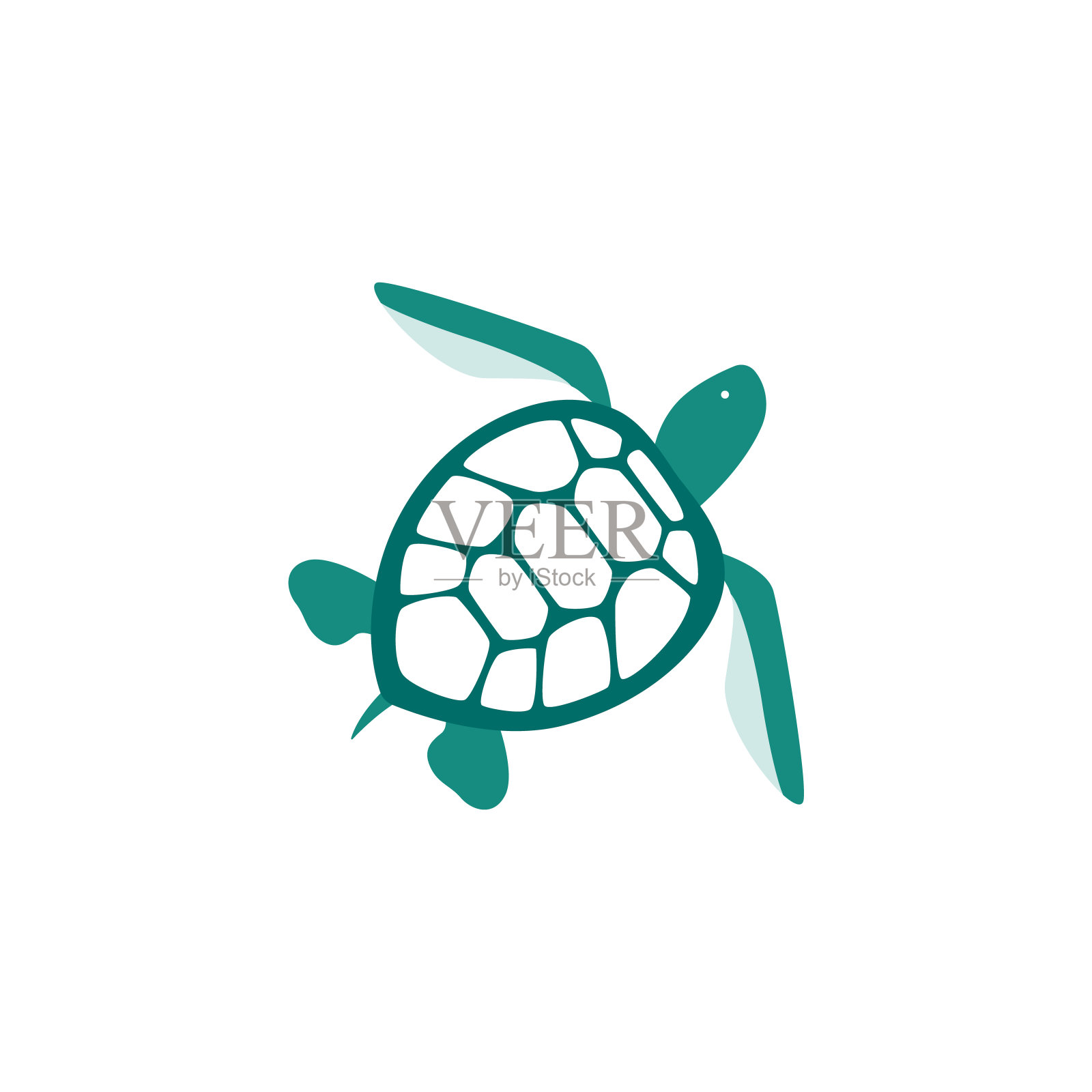 海龟蓝色图标或符号平面矢量插图孤立在白色上。设计元素图片