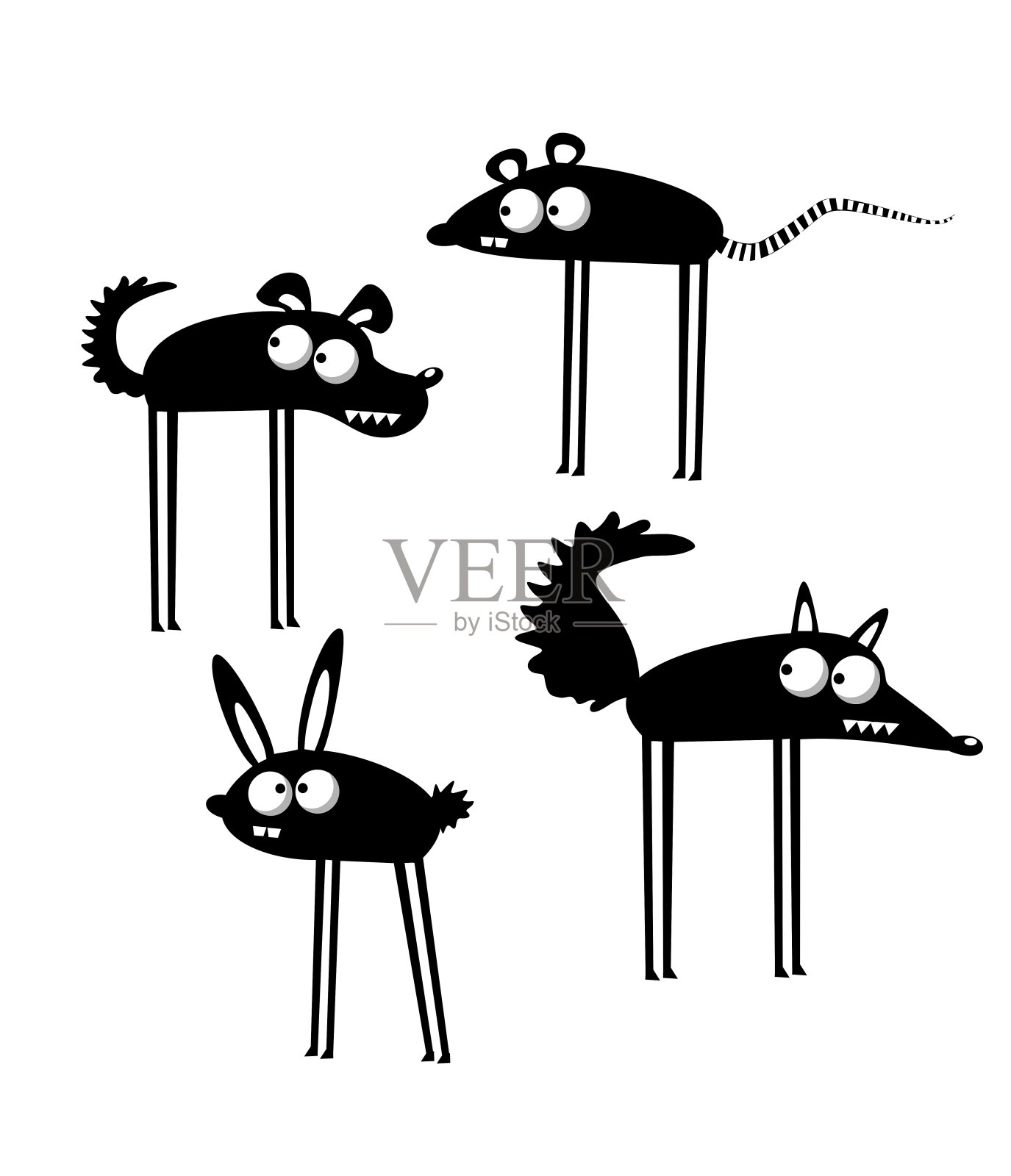 有趣的卡通动物插画图片素材
