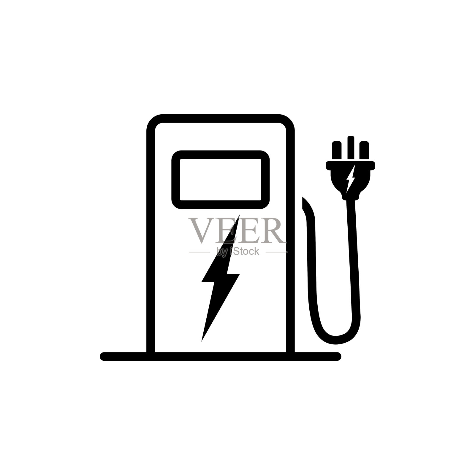 电站或加油站图标设计黑色标志孤立在白色背景。向量EPS 10。图标素材