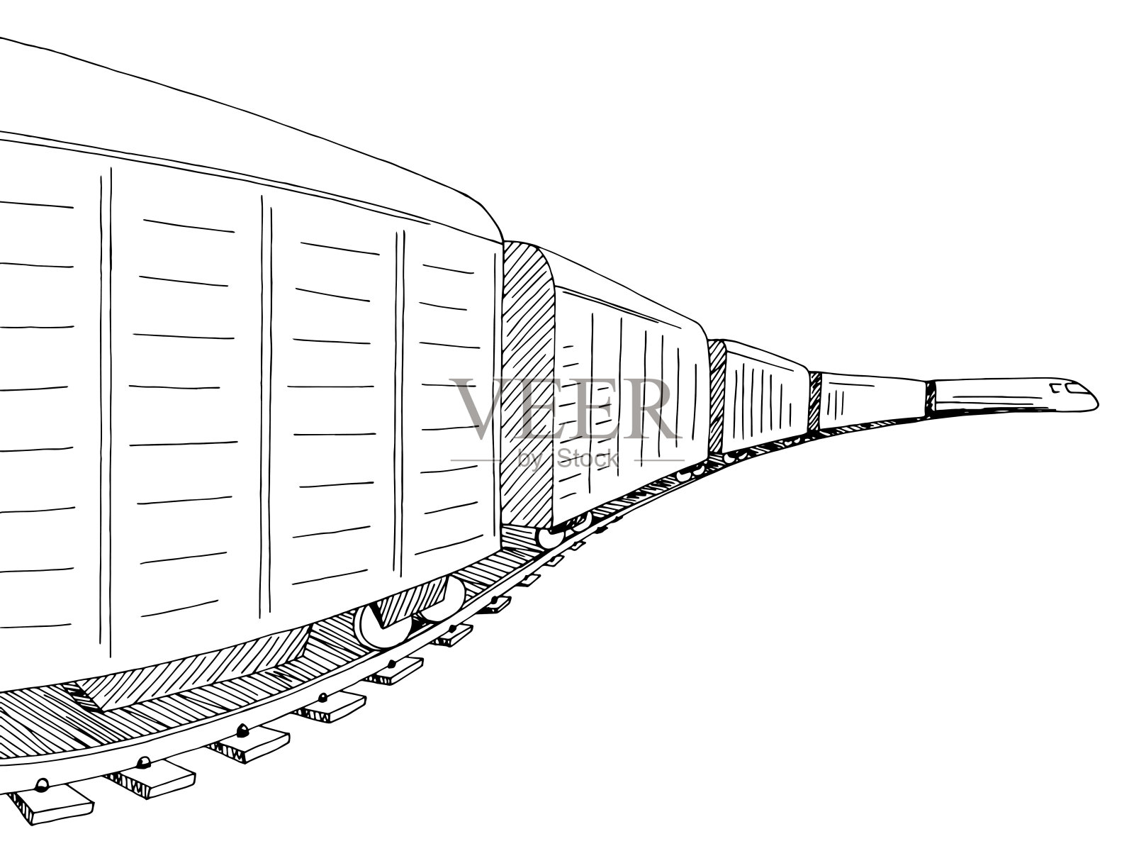 货运列车图形黑白草图插图矢量插画图片素材