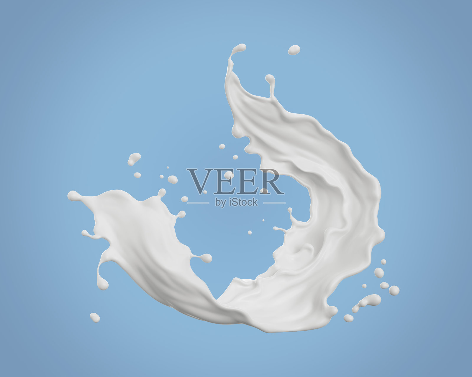 牛奶喷溅和倒，酸奶或奶油。插画图片素材