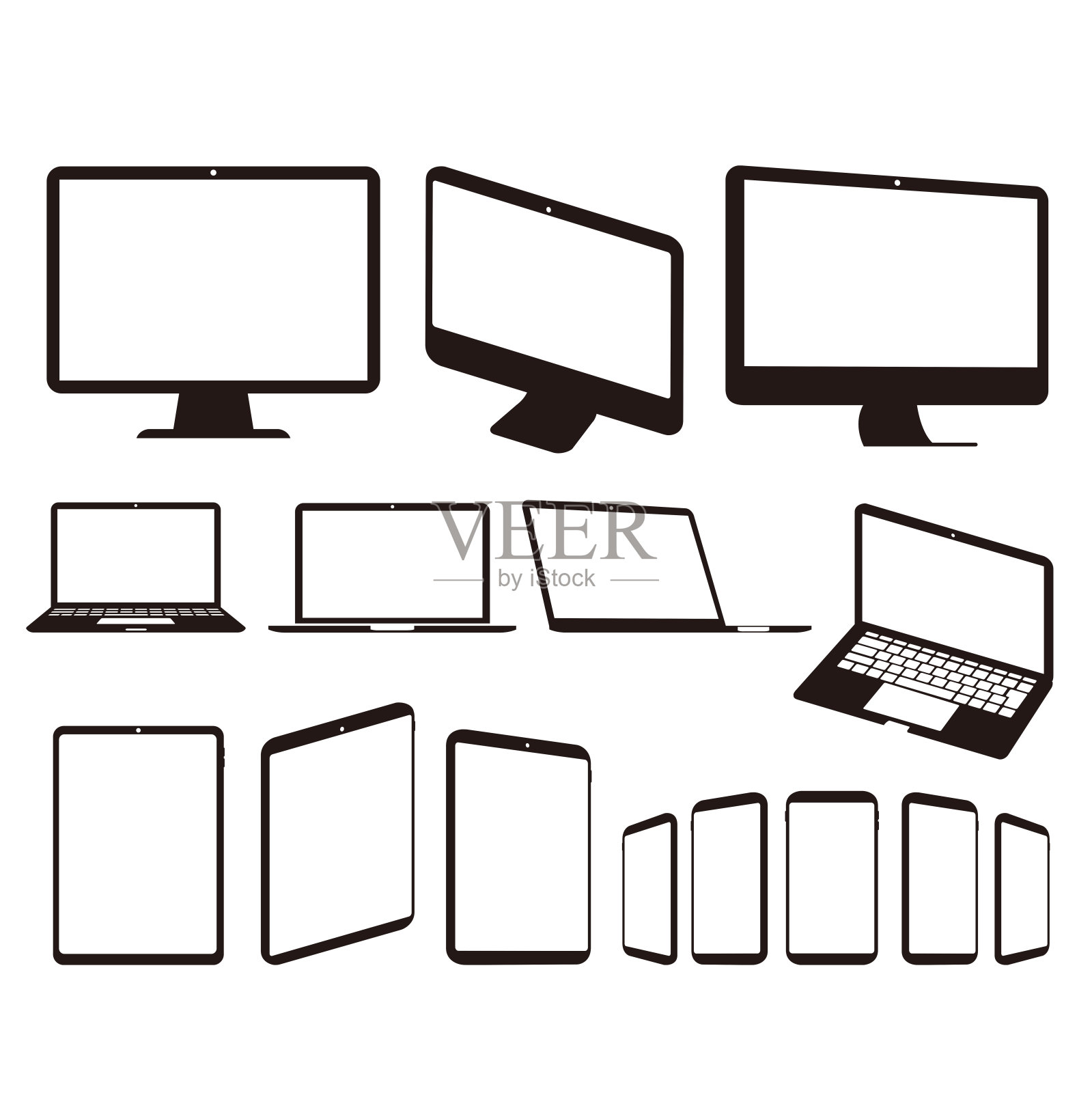 PC笔记本电脑智能手机平板电脑矢量插图设计元素图片