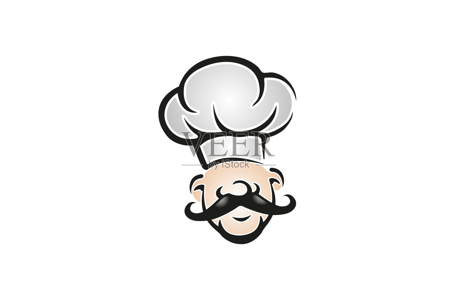 创意厨师头胡子帽子卡通标志插画图片素材