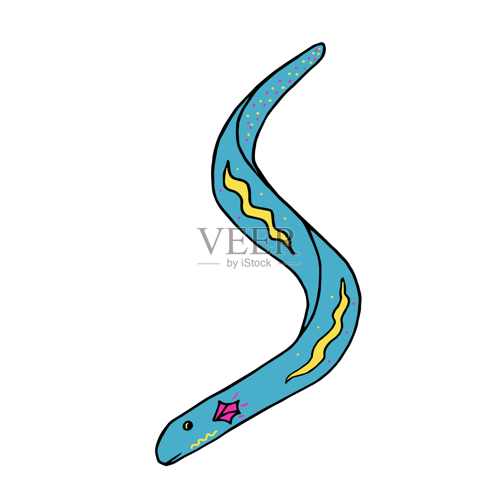 多色矢量鳗鱼涂鸦设计元素图片